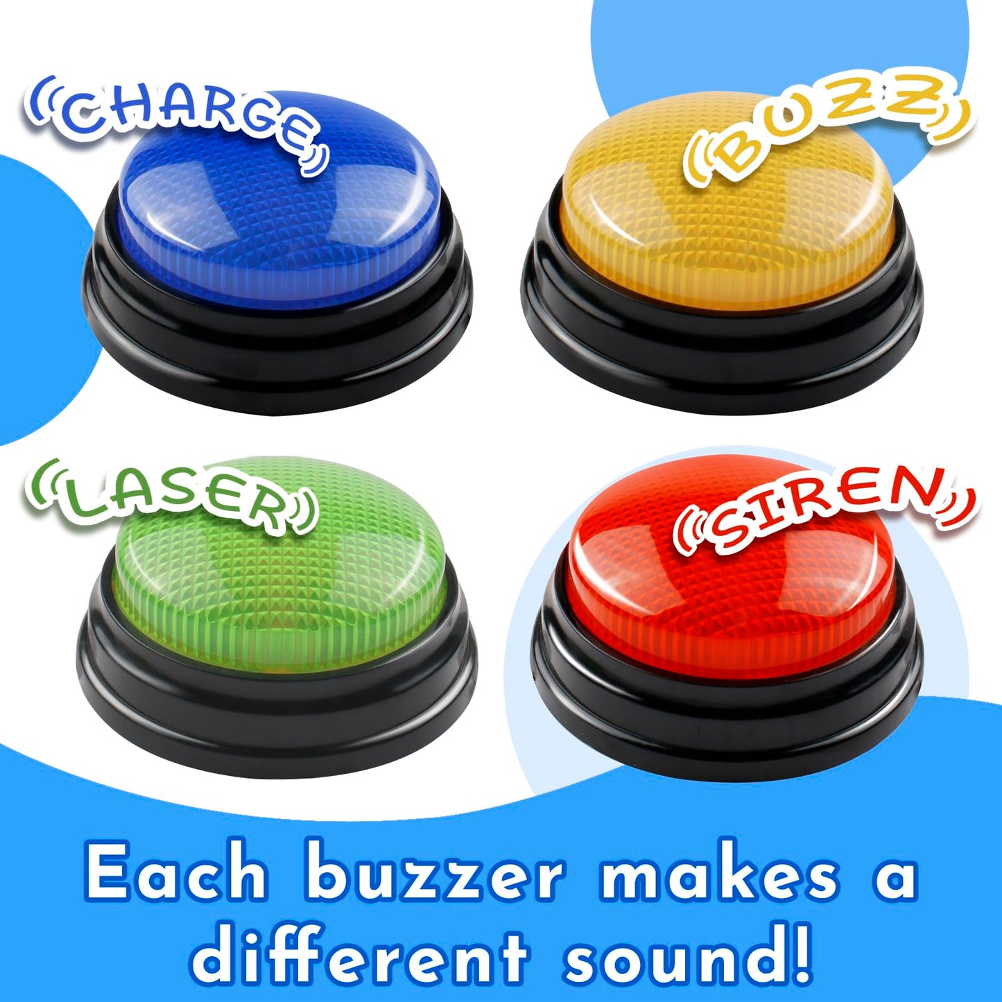 AndiluluBear Buzzers for Trivia Games, Family Feud Buzzers for Adults, Game Buzzers with Lights and Sound, Answer Buzzers for Classroom, Perfect for Family Game and Trivia Nights