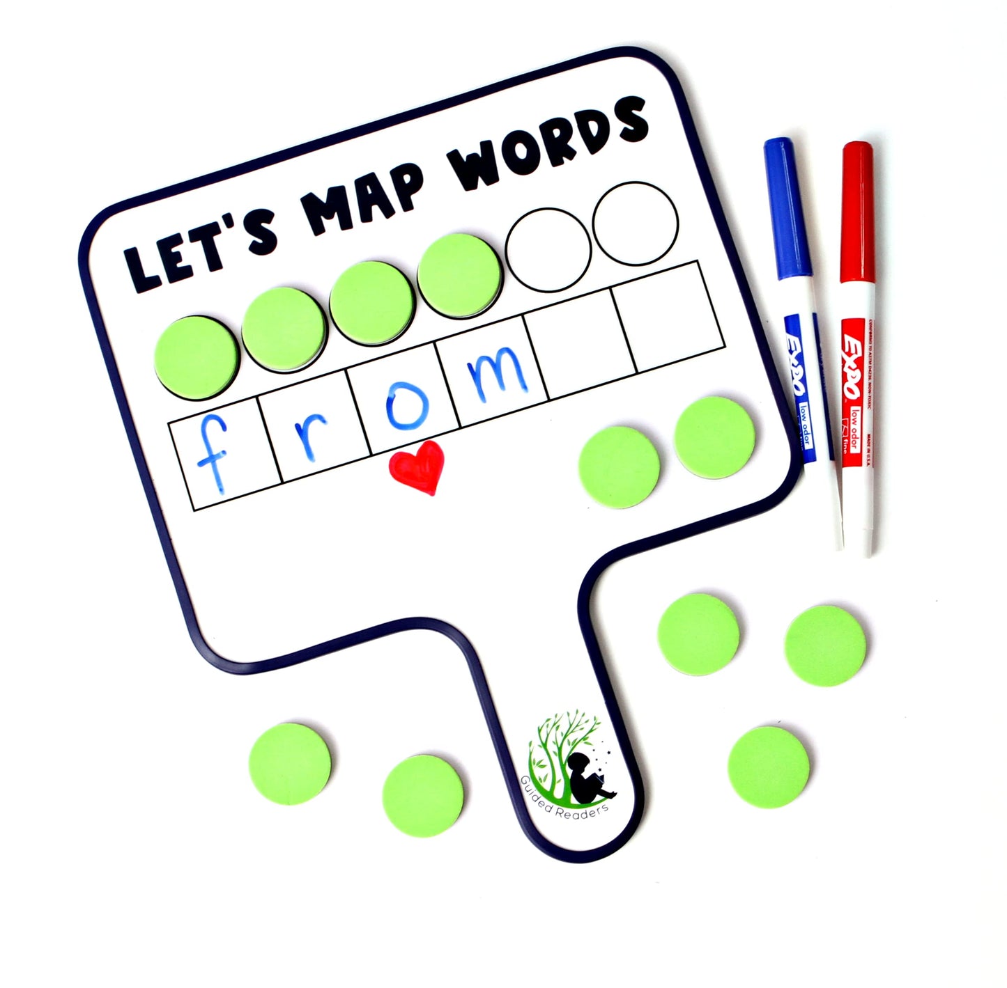 6 Map-Its Paddles for Word Mapping | Hands-On Phonemic Awareness Tool | Magnetic Dry-Erase Paddles for Phonics & Spelling | Structured Literacy & Science of Reading Classroom Resource