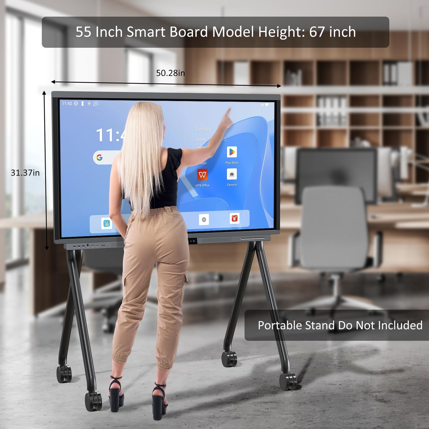 Shiarffe R9 Smart Board 55 Inch 4K Interactive Whiteboard