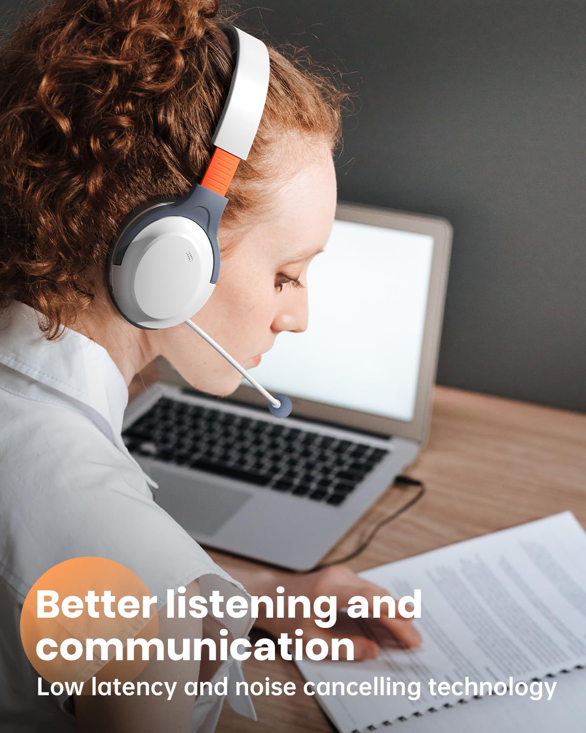 VOXii Auditory Feedback Wireless Headphones - Brain Training Bluetooth Headphones, Enhanced Speech, Language, Memory and Attention, for You and Your Children, Help with Autism ADHD (White)