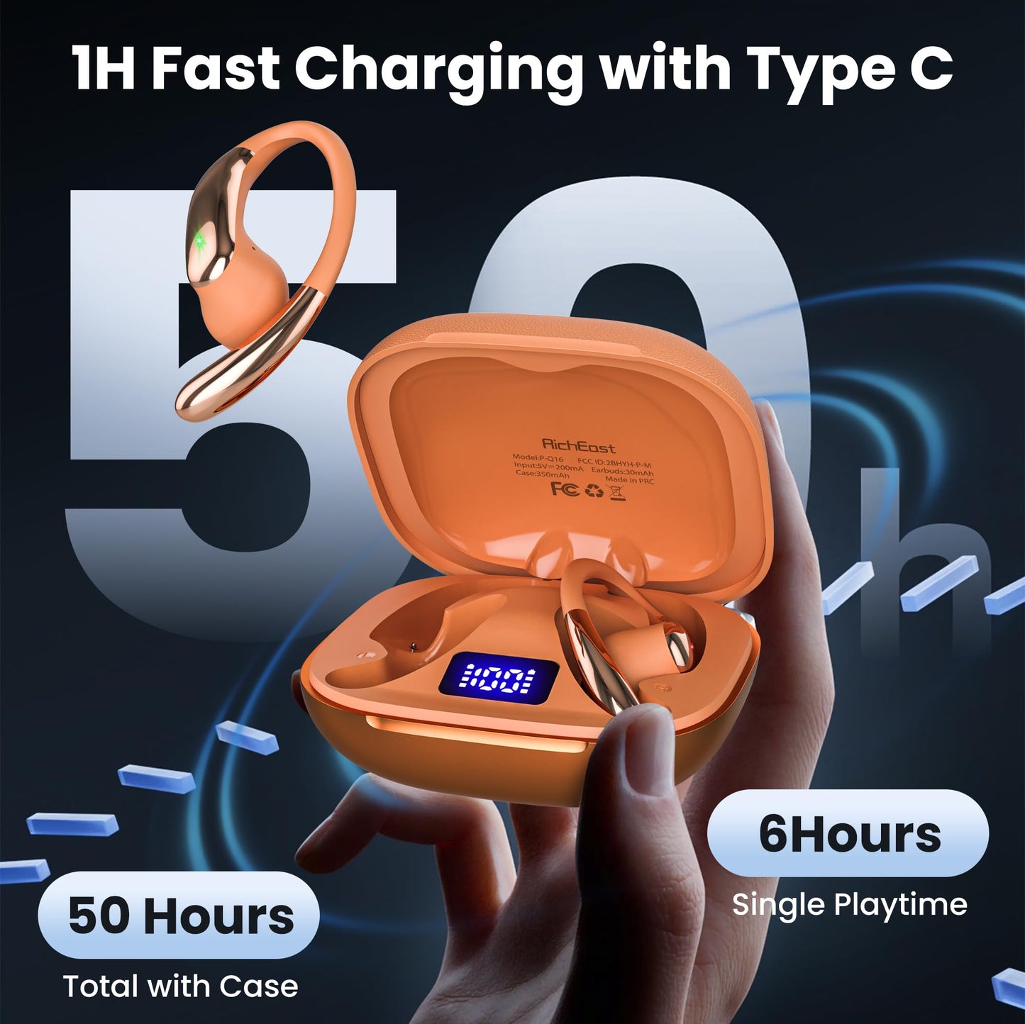 AI Translation Earbuds Real Time 4-in-1 translation headphones 50H Playtime Translating Device Audifonos Traductores Inglés Español Bluetooth 6.0 Headphones for Face-to-Face & Travel Business Orange