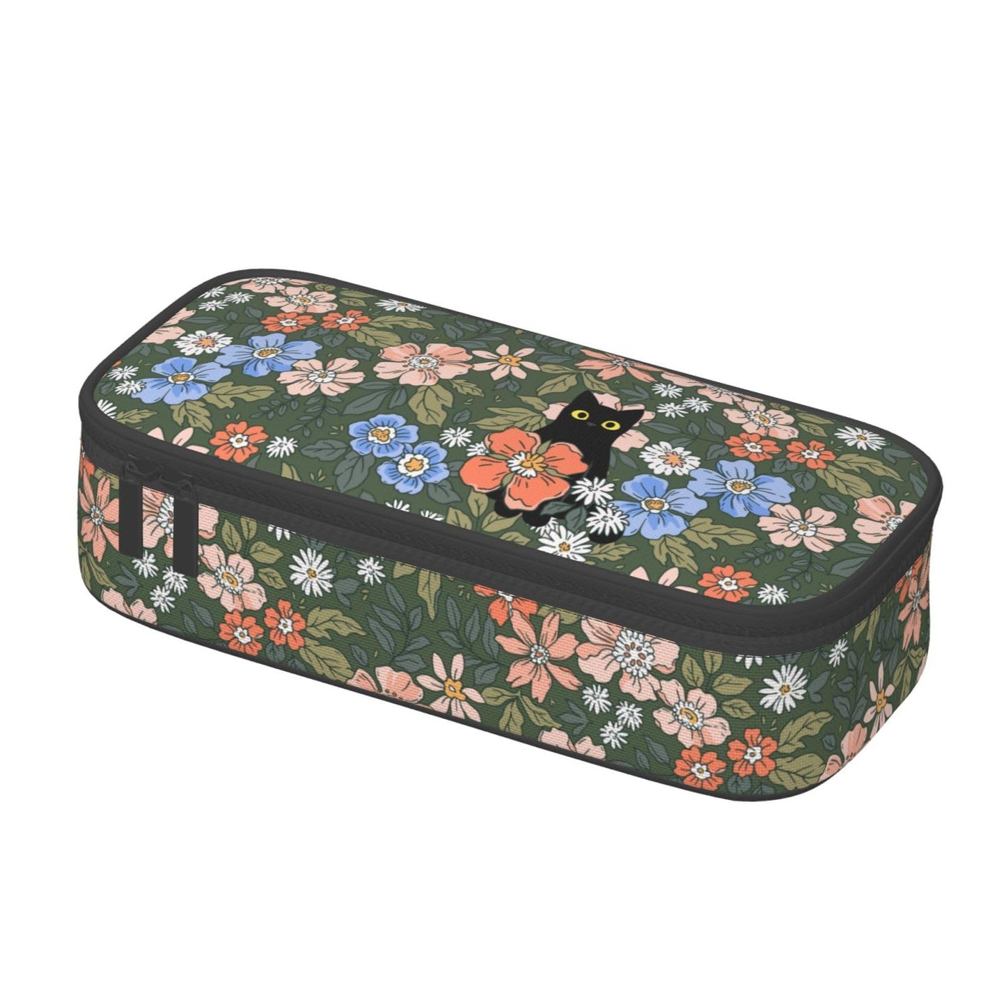 Geoocii Cute Floral Hiden Cat Large Capacity Pencil Case Organizer Pencil Pouch Stationery With Zipper School Supplies Pencil Bag For Girls Boys Teens Adult Office
