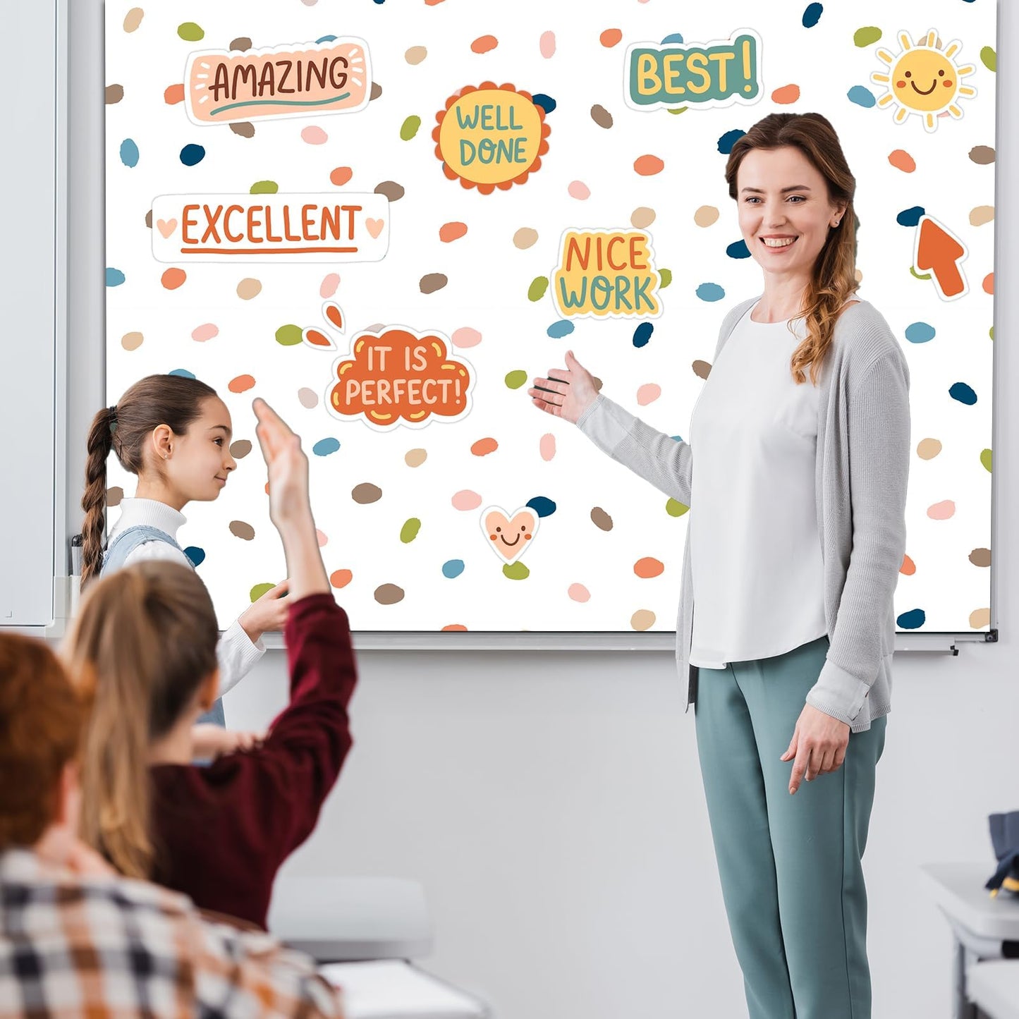 120x47 in Bulletin Board Fabric Background Back to School Classroom Decoration Large Polyester Photography Backdrop for Class Home Office Wall Decor Pillows Curtains Crafts Boho Dot