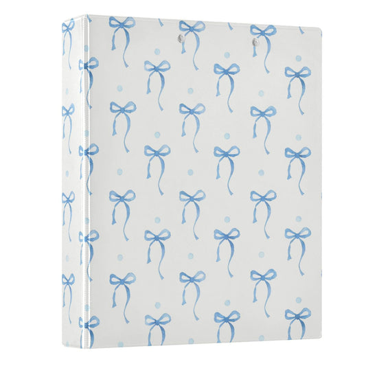 Blue Bow Round Ring Binders 1.5 Inch Ribbon Bow Knot 3 Ring Clipboard Binder for Office School Work Supplies File Folder 200 Sheet Capacity