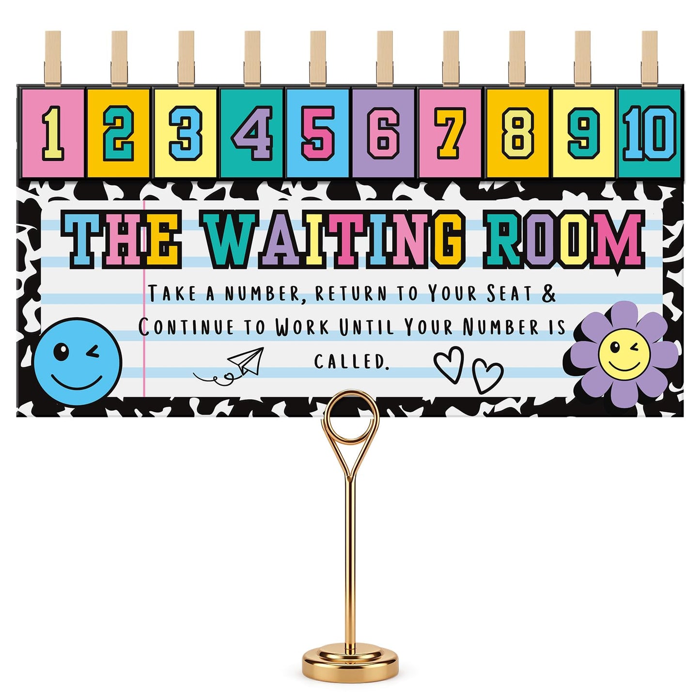 Tinlade Composition Notebook Classroom Management Tools Teacher Waiting Room Sign Girl Style Waiting Room Numbers Classroom Set with Wooden Clips for Back to School Elementary Teacher Supplies