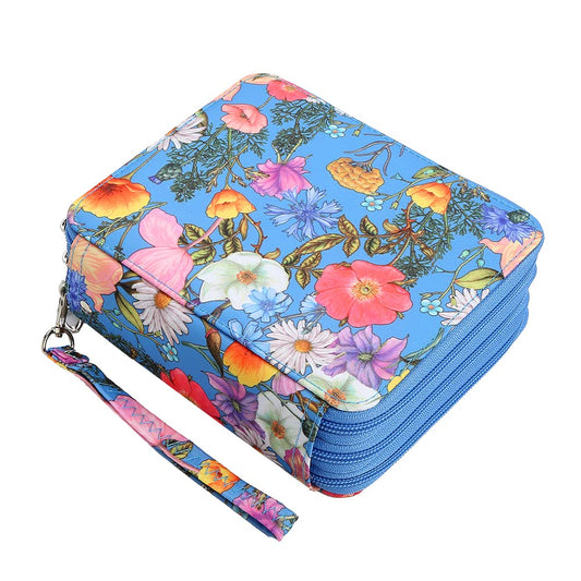 Lbxgap Portable Colored Printing Pattern Morning glory and Daisy Pencil Case 72 Slots Pencil Bag Organizer with Zipper for Watercolor Pens or Markers, Pencil Case Organizer for Artist