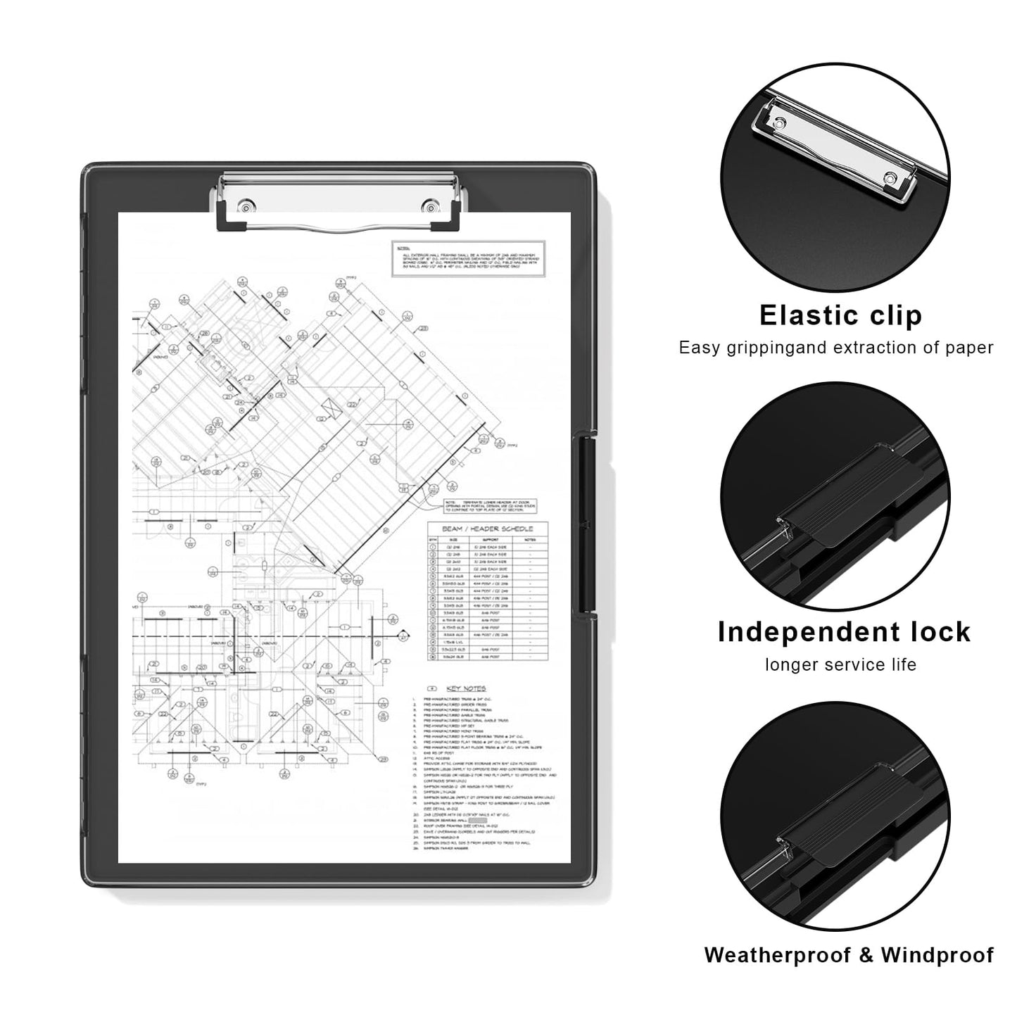 Hongri Clipboard with Storage, Black 8.5 x 11 Folder Nursing Side Opening, Heavy Duty with Dual Compartment, Smooth Writing for Teachers, Classroom, Size 13.3 x 9.4 x 1.5 in, Office & School Supplies