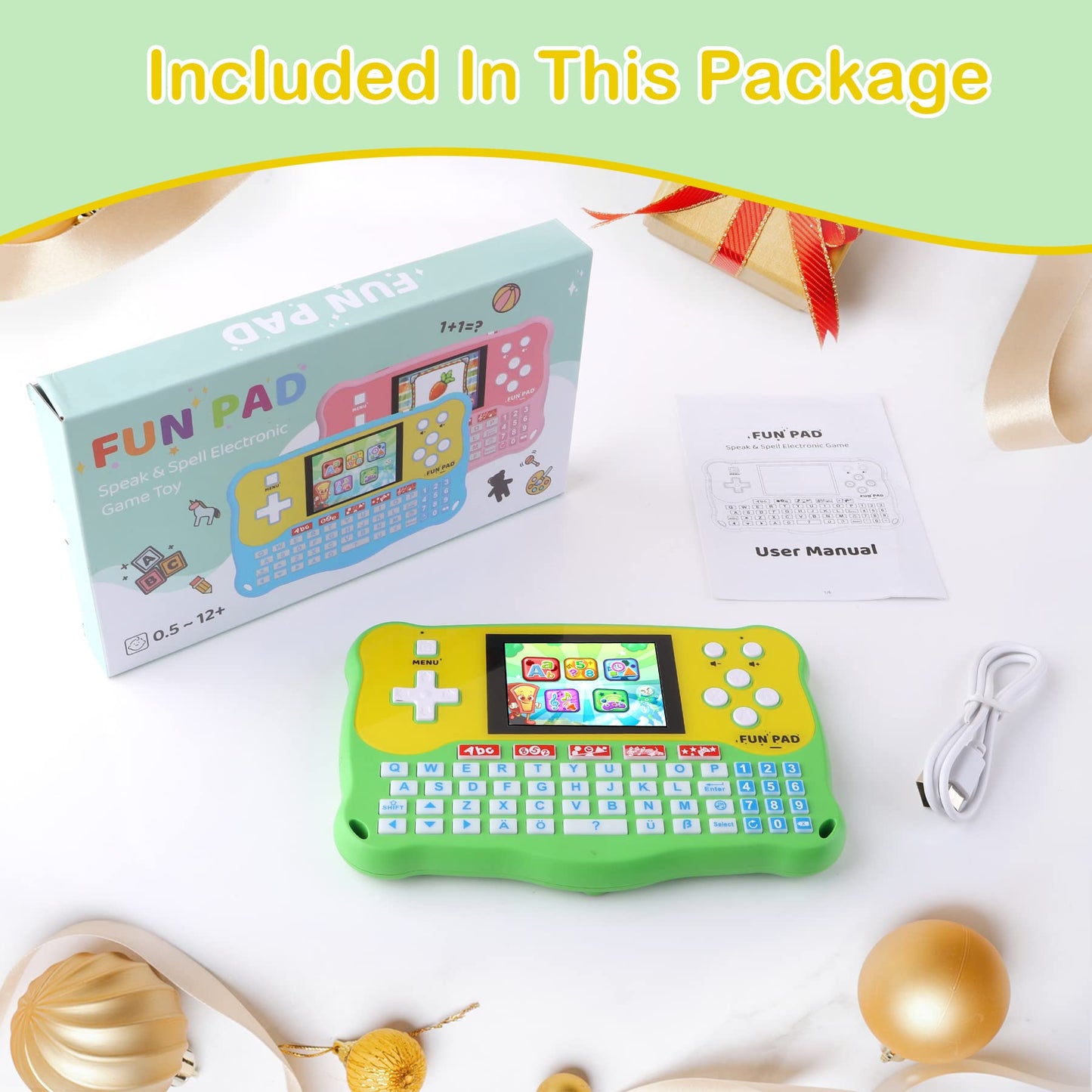 LUHYAUAN Kids Tablet/Baby Learning Pad with 102 Activities/Toddler Tablet with ABC/Words/Music/Math Interactive Educational Electronic Toys Gifts Handheld Game for Preschool Boys Girls Ages 3-12