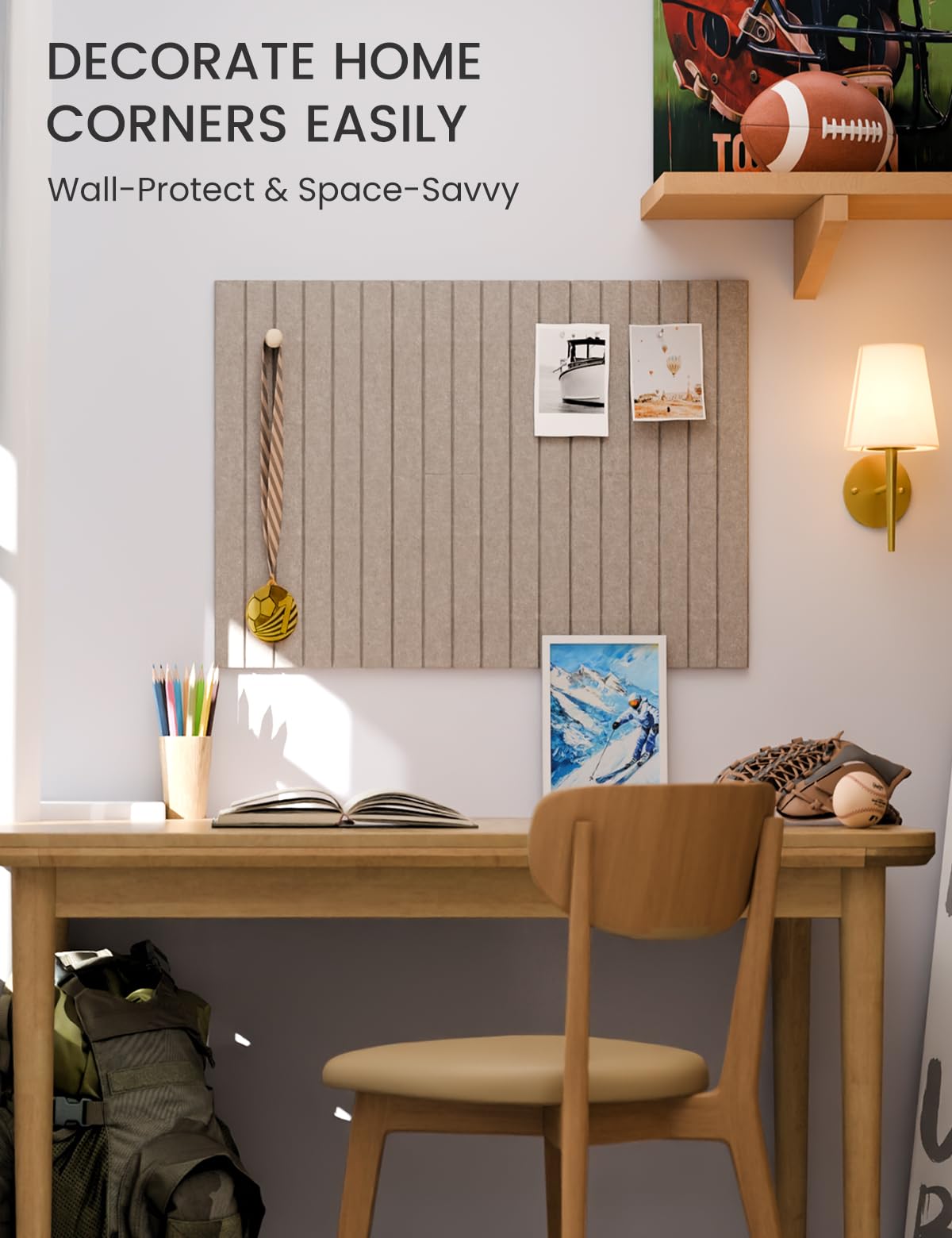 Felt Bulletin Board Tiles -28"x18" with 40 Adhesive Tabs, Cork Board Alternative for Office Decor, Push Pin Board Wall Organizer 6-Pack (Taupe)