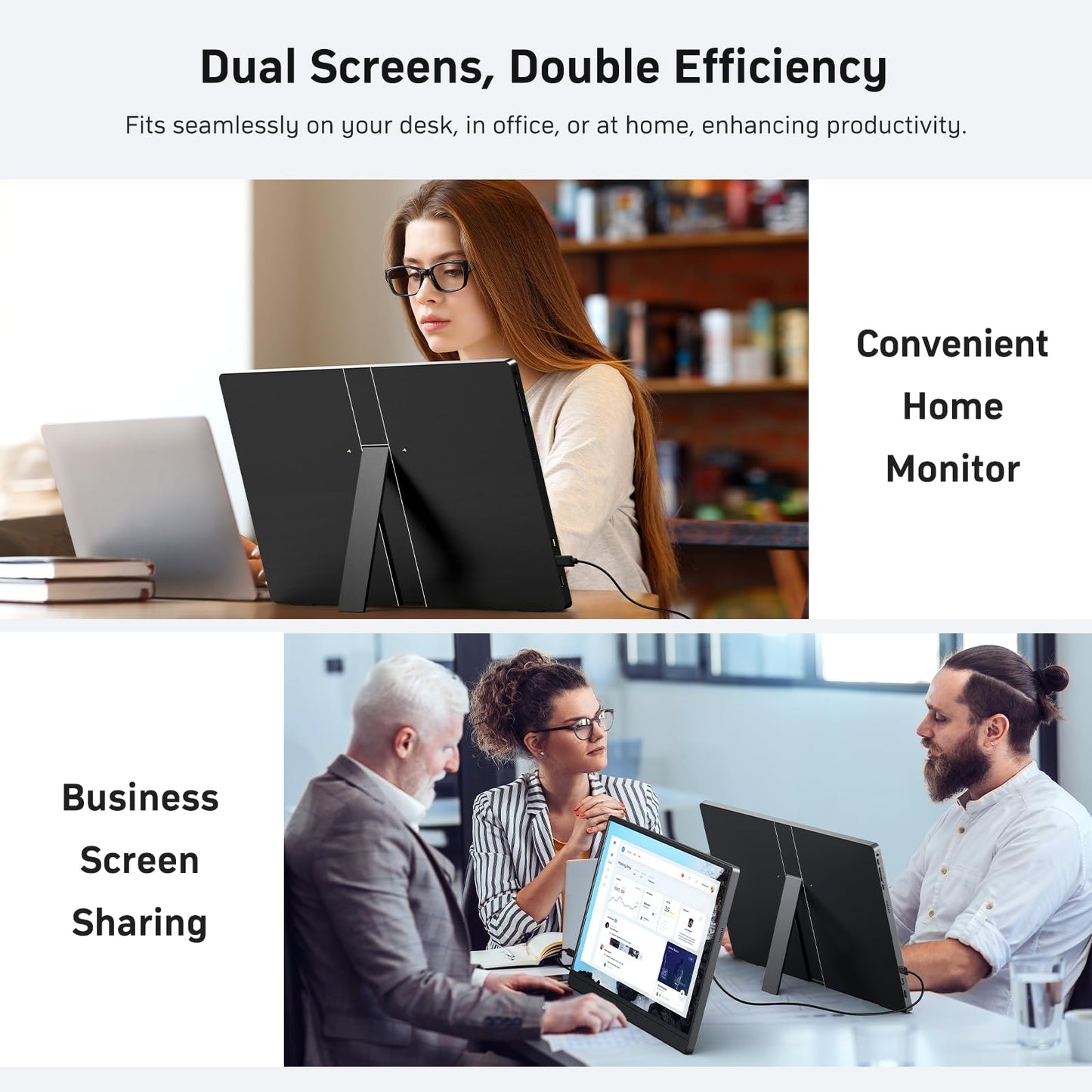 MNN Portable Monitor 18.5'' 100Hz, FHD 1080P IPS Laptop Screen with Built-in Stand & Dual Speakers, USB-C HDMI External Display for Laptop PC Phone PS5 Xbox Switch, Travel Gaming Monitor