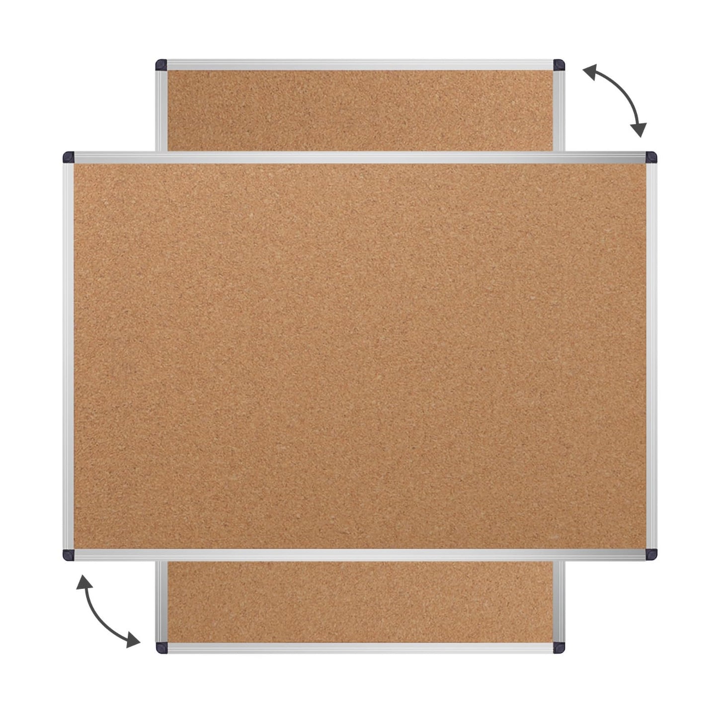 VIZ-PRO Cork Notice Board, 48 X 24 Inches, 3 Pack, Silver Aluminium Frame
