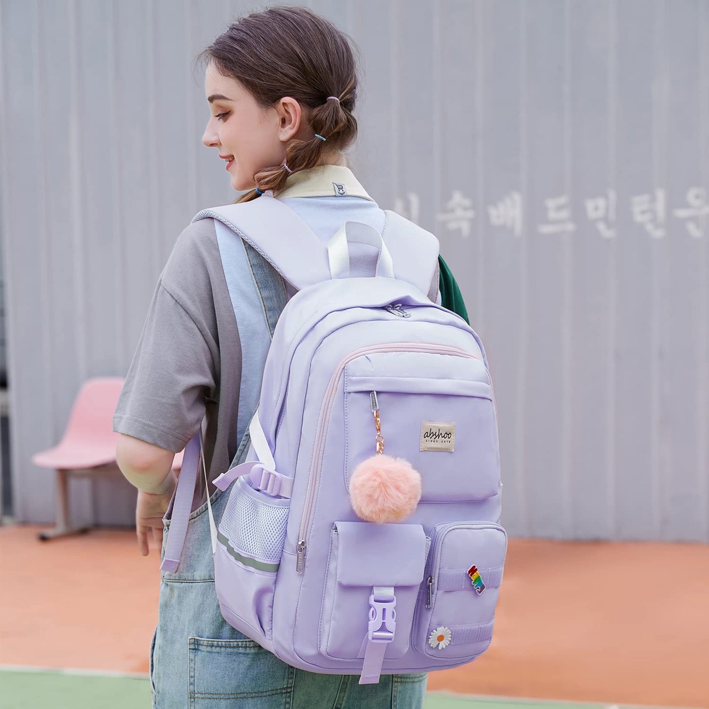 abshoo School Backpack for Girls Bookbag with Lunch Bag Teen Girls School Bag Travel Daypack (Purple)