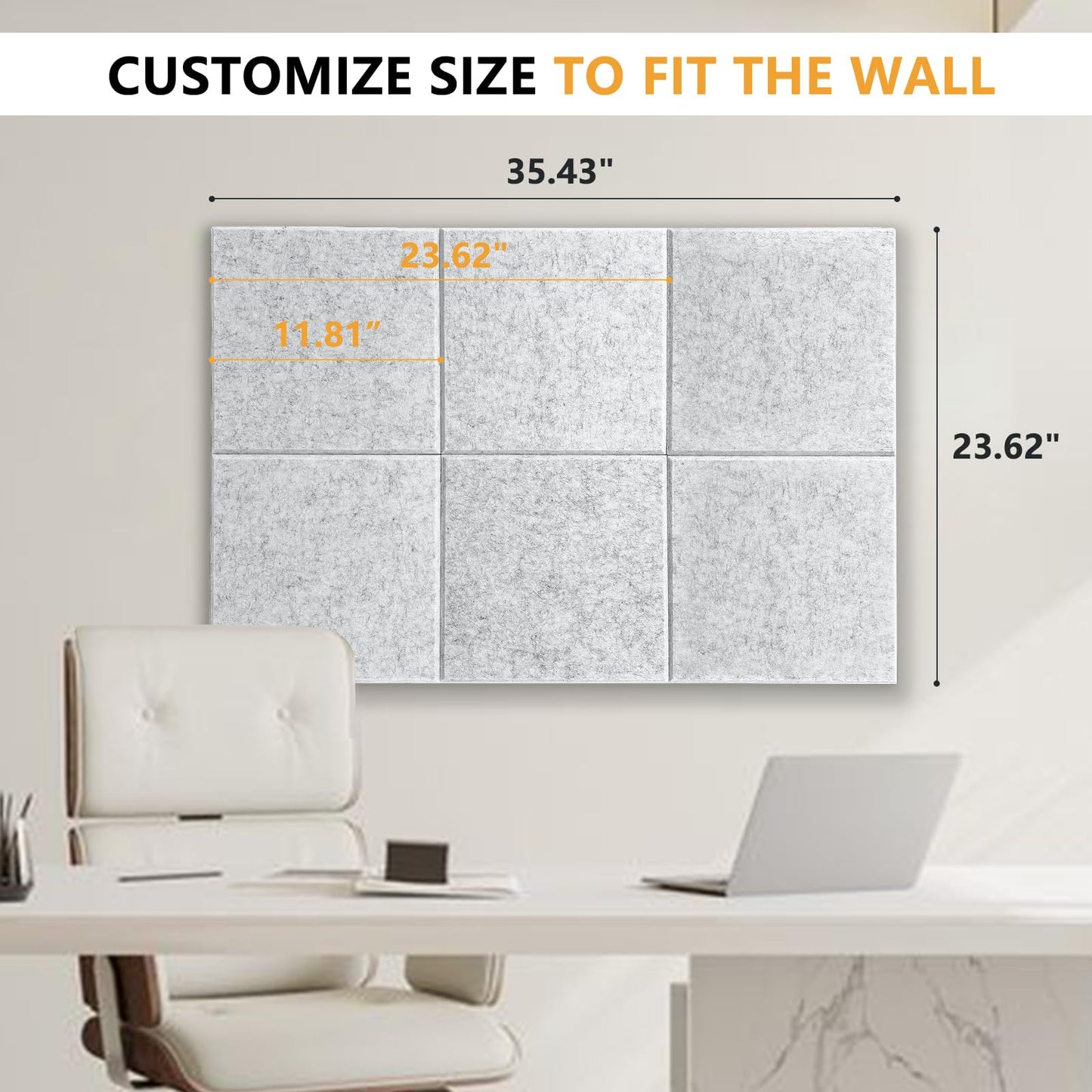 Large Cork Board Tiles for Wall with Push Pins, Removable 36" x 24" Bulletin Board Sets, Adhesive Pin Board | Magrowill 6 Packs Felt Panels for Interior Wall Decor