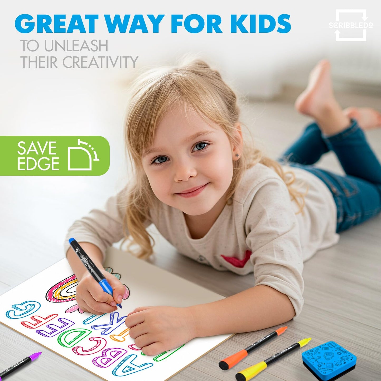 Scribbledo Small Dry Erase Boards for Students, 6 Pack 9 x 12 Double Sided White Boards with 6 Erasers, Student White Boards for Classroom, Personal Whiteboards for Kids, Mini Lap Boards