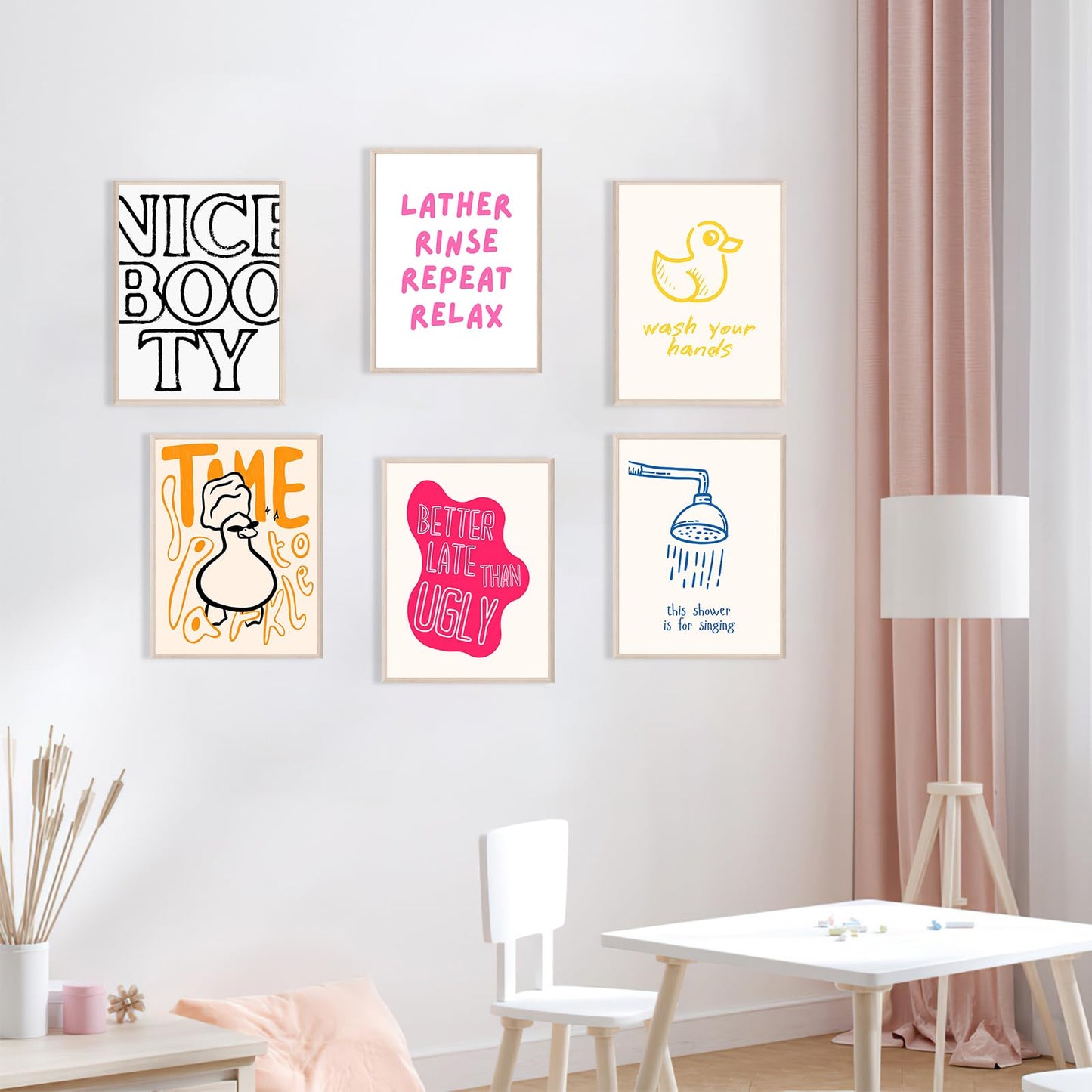 Nursery Poster Cute Animal Picture Funny Bathroom Wall Art Set Of 6 Nursery Decor 8x10 Inch Unframed Poster Minimalist Prints for Kids Room Boys and Girls Room Baby Room Living Room BedRoom BathRoom