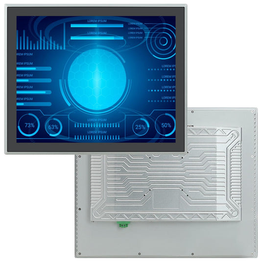 TouchWo 19 inch Industrial Embedded Touchscreen Monitor, Capacitive Multi-Touch Screen Industrial Front IP65 Monitor Built-in Speakers, HD-MI in, USB, VGA, 16:10 1280x1024 Display