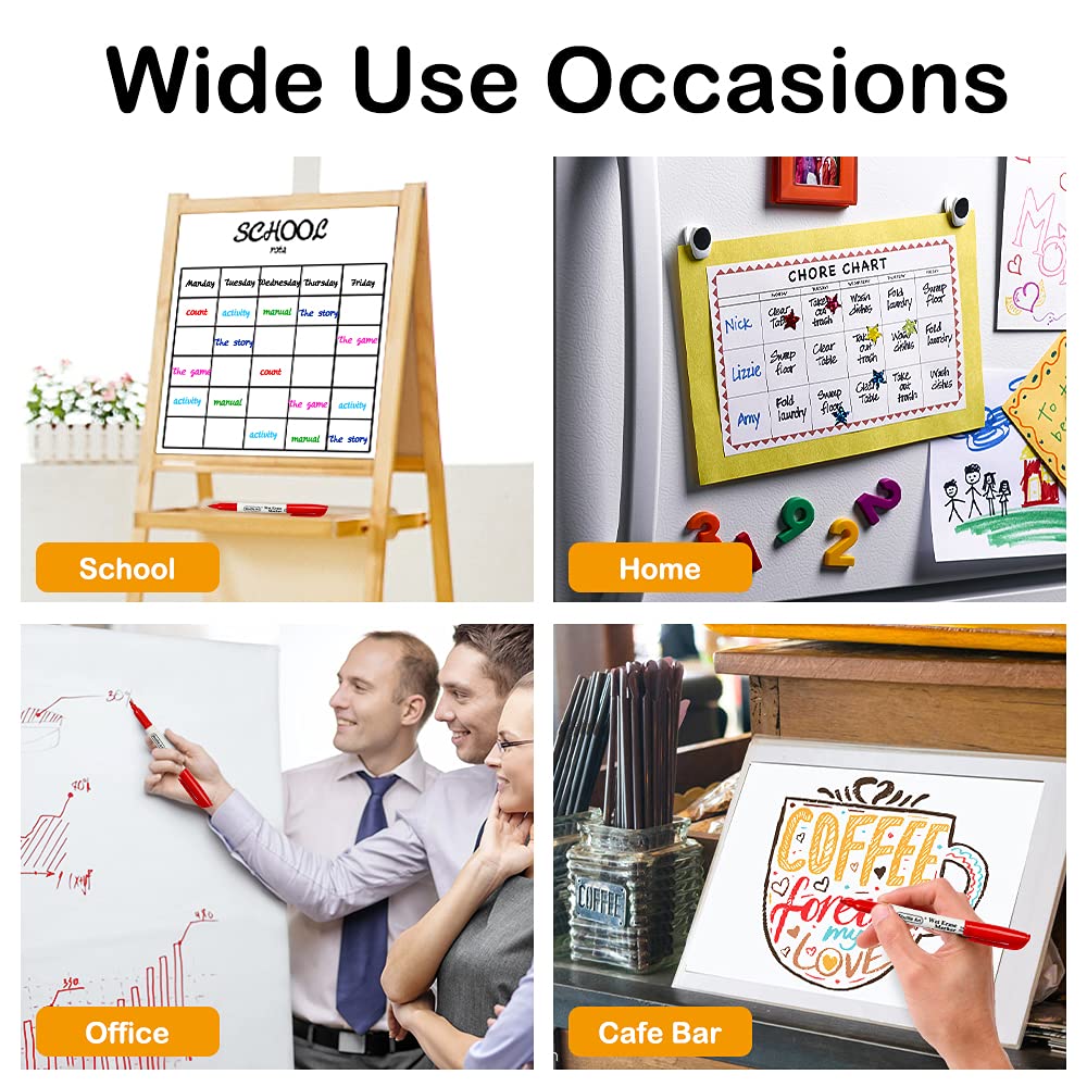 Shuttle Art Wet Erase Markers, 15 Pack Red 1mm Fine Tip Smudge-Free Markers, Use on Laminated Calendars, Overhead Projectors, Schedules, Whiteboards, Transparencies, Glass, Wipe with Water
