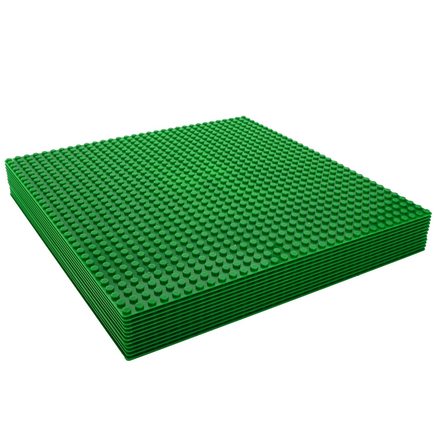 ZEAYEA 12 Pack Classic Baseplates, Building Base Plates Compatible with Most Standard Building Bricks, 10" x 10" Stackable Bases, Green