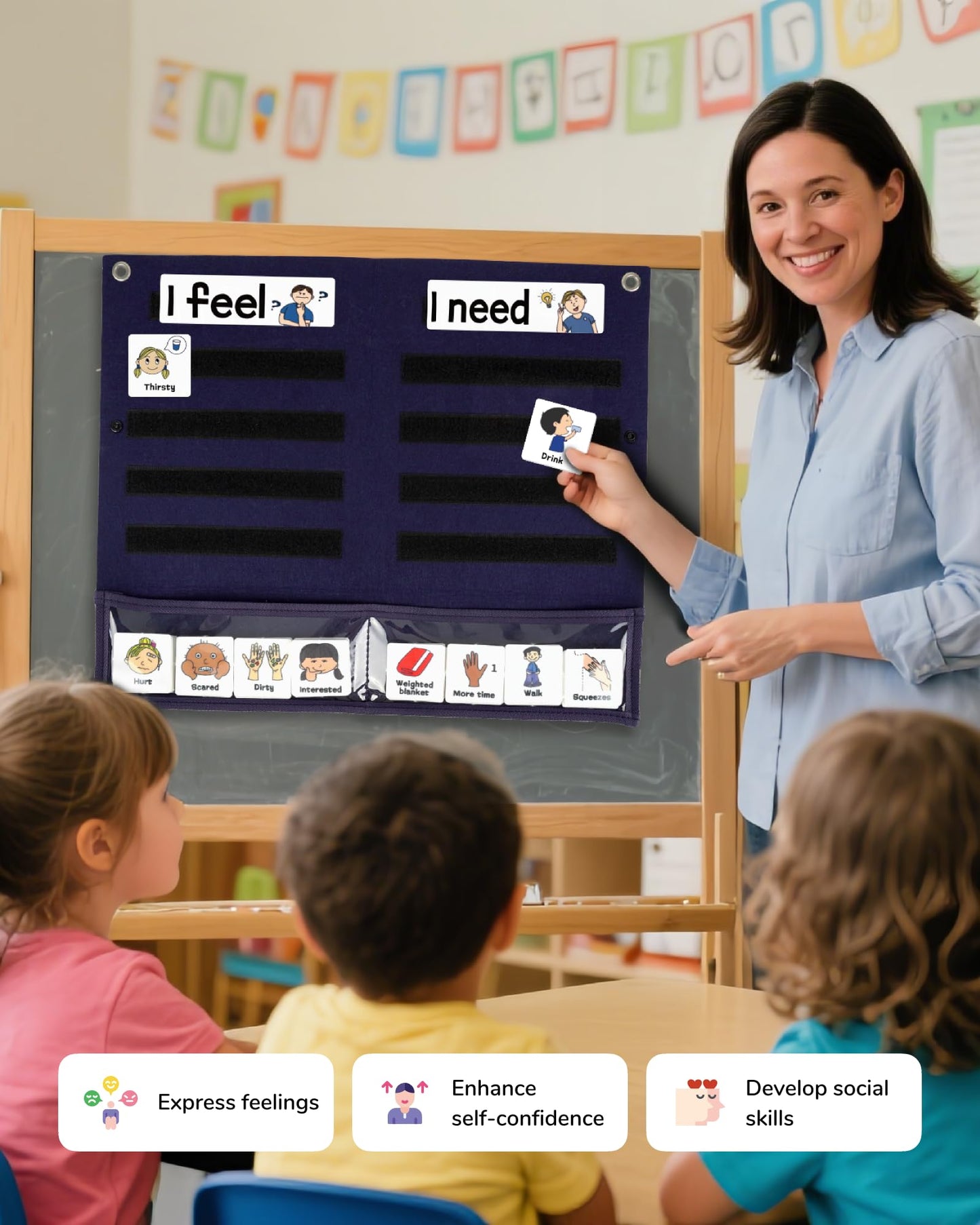 CHEFAN Feelings Chart, Calm Down Corner Supplies, Daycare Essentials, Social Emotional Learning Activities, Autism Learning Materials, ADHD Tools for Classroom Daycare & Home