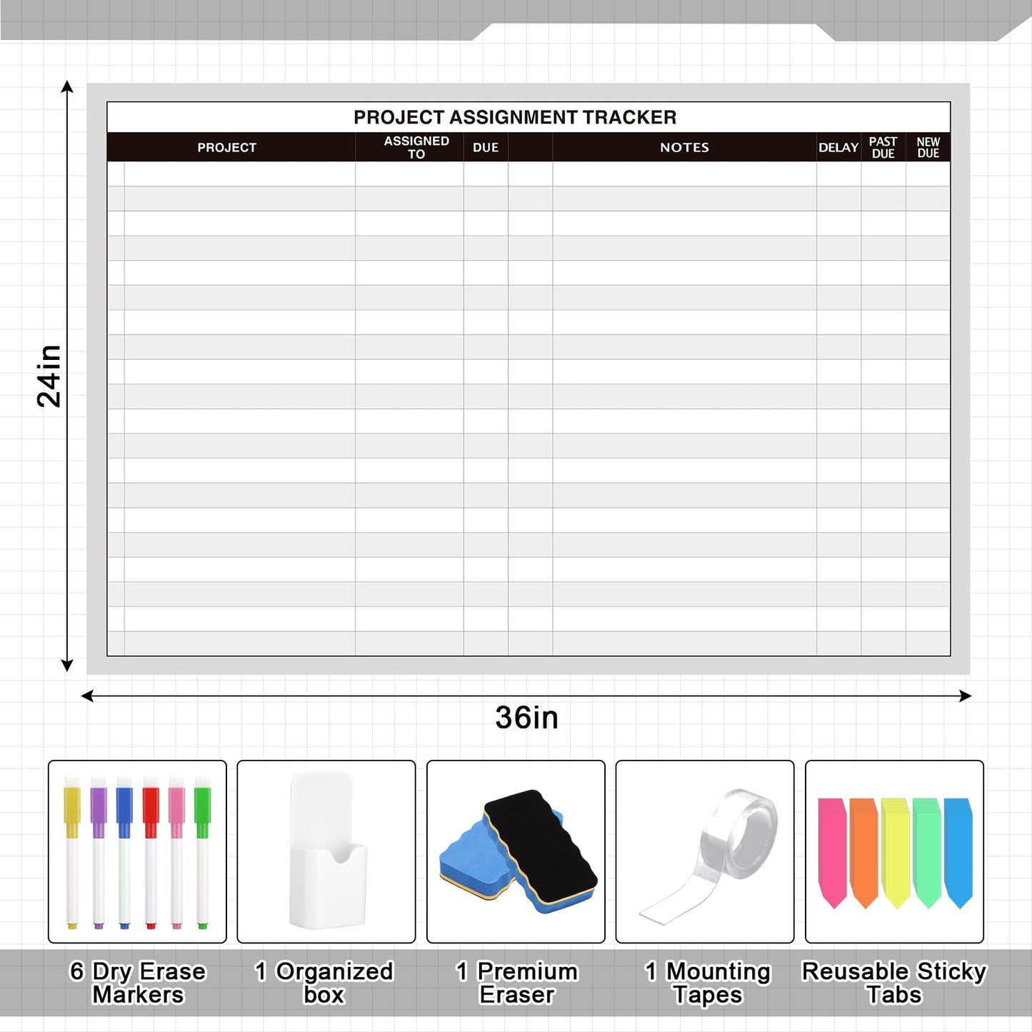 Lincia Large Magnetic Project Planning Management Vision Board 24 x 36 Reusable Office Whiteboard Make Ready Board Property Management Wall Project Planner for Managers Entrepreneurs