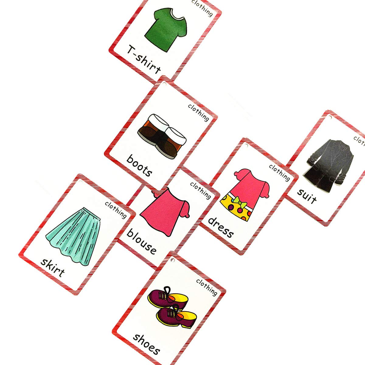 Set of Clothing and Weather Flash Cards for Toddlers | Kids Learning Flashcard & Montessori Pocket Cards Toys | Perfect for Pre-K Decor Background Wall Stickers, Teacher/Autism Therapists Tools