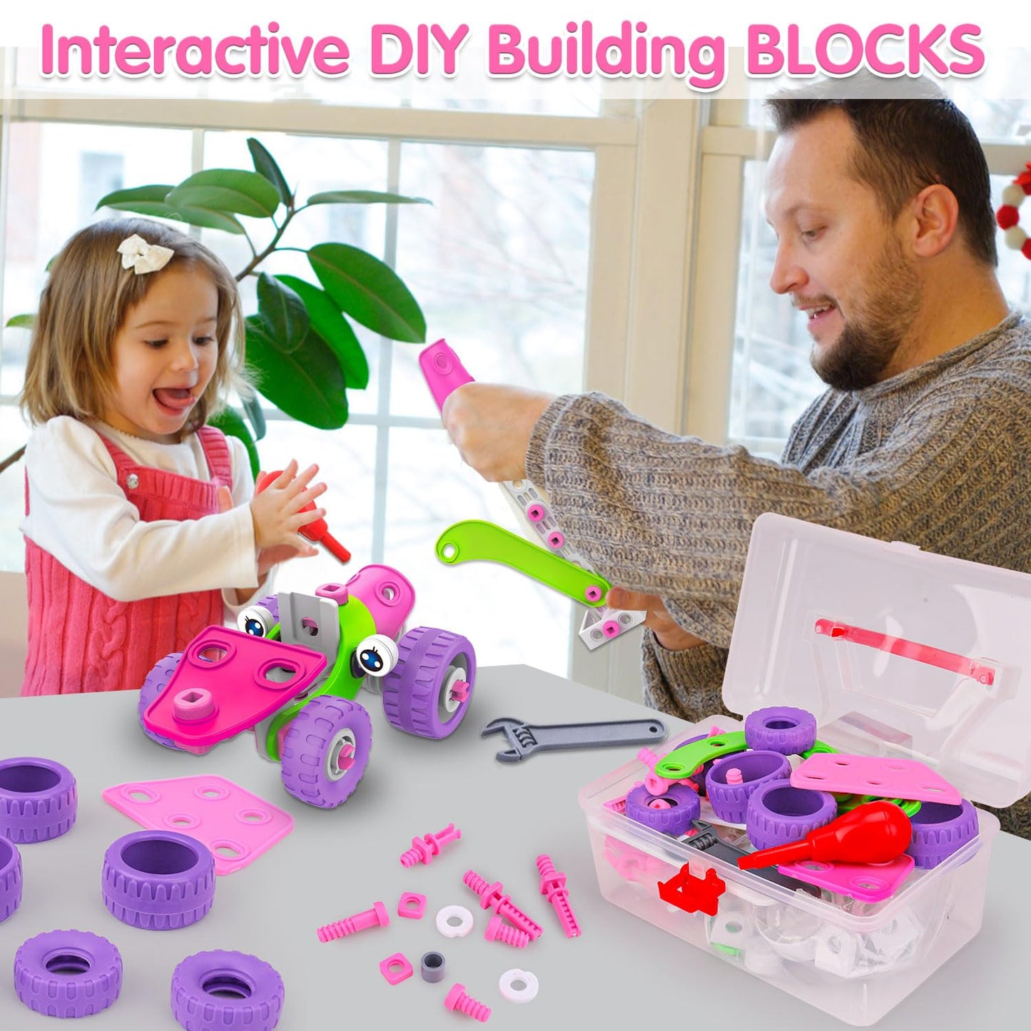 STEM Toys for 4 5 6 7 8+ Year Old Girl Birthday Gifts Pink Educational Building Toys for Kids Ages 4-8 5-7 8-10 Stem Kits Activities Construction Toys for Girls 4-6 6-8 Engineering Creative Games