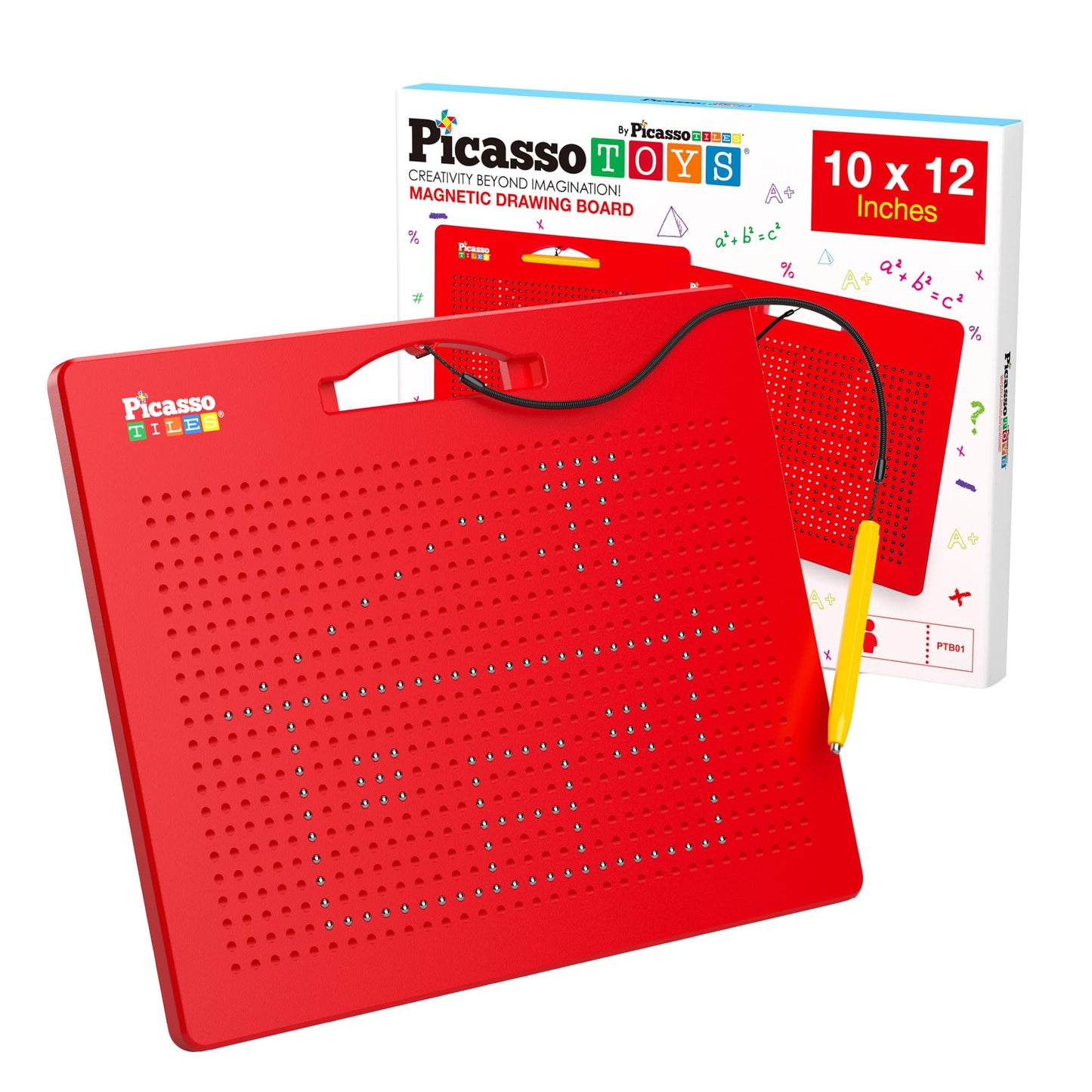 PicassoTiles Toys Magnetic Drawing Board 12x10 inch Large 748 Bead Magnet Tablet Pad Erasable Reusable Writing Playboard STEM Toys Educational Playset Open-Ended Learning Kit PTB01