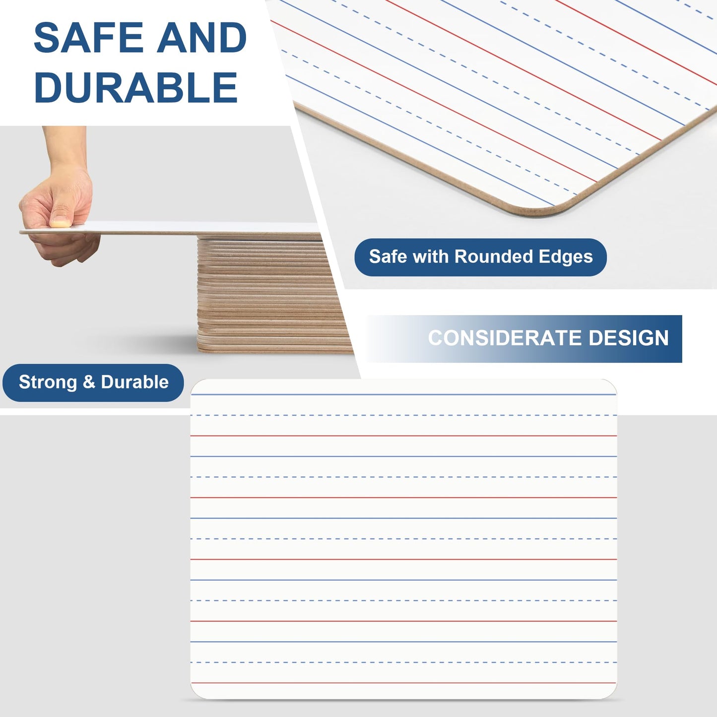 Dry Erase Boards, 24 Pack 9 x 12 Inch Mini Portable Practice White Boards with 24 Markers, 24 Erasers, Double Sided Personal Small Whiteboards with Lines for Kids, Students, Teachers Classroom School