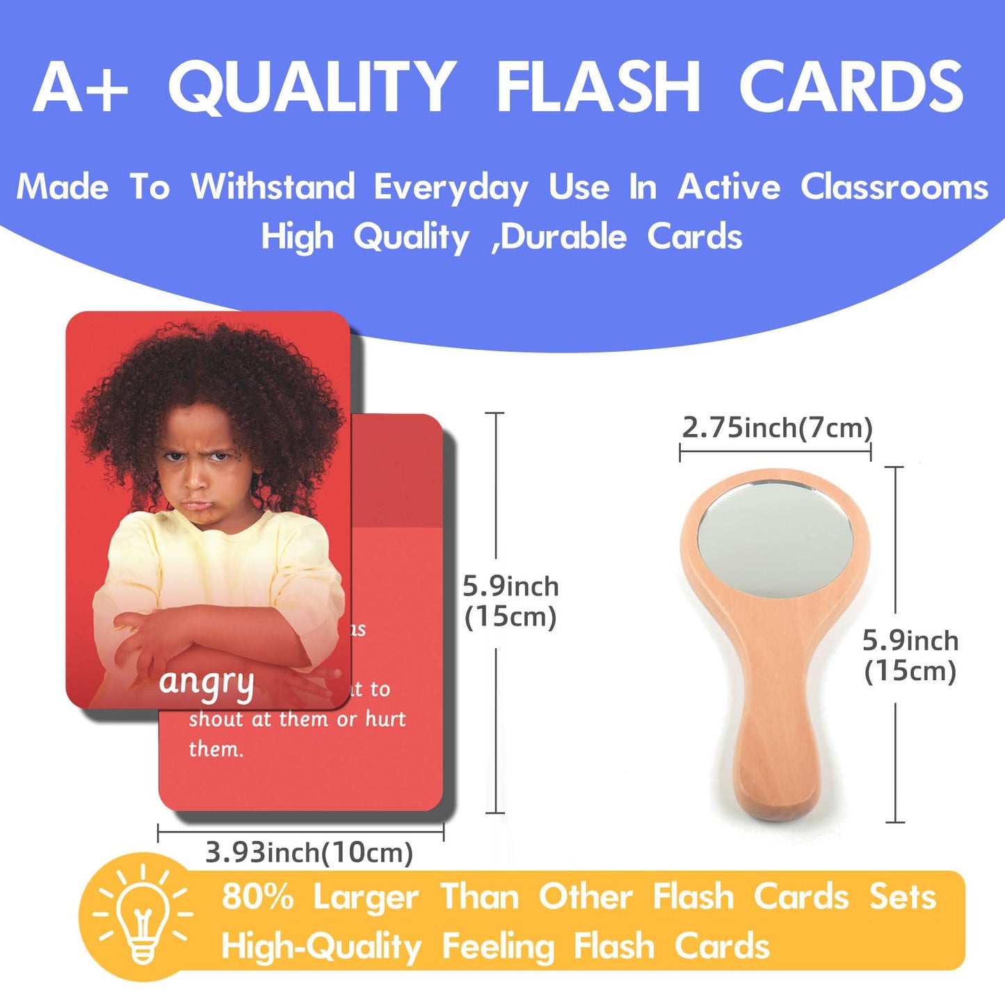 MEROCO Feelings Emotions Cards for Kids Therapy, Realistic Picture Cards for Speech Therapy Mirror, Aba Therapy Materials Autism Social Emotional Learning Materials