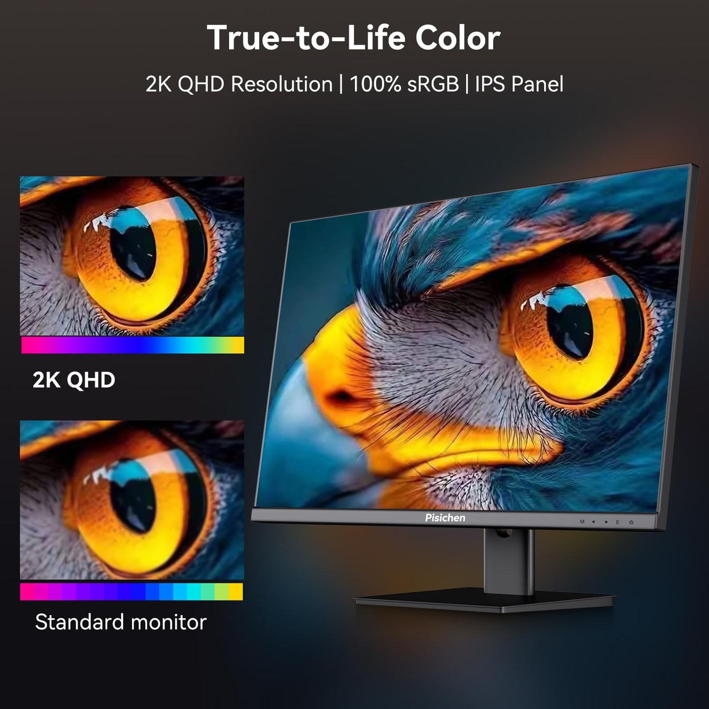 Pisichen Touchscreen Monitor 2K 144Hz 23.8 Inch QHD 2560x1440P Computer Monitor USBC HDMI DP Ports Eye Care Frameless VESA Mount