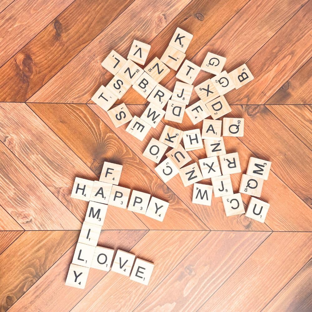 YJ PREMIUMS 200 PC Wood Magnetic Letter Tiles Magnets Big Large Square Wooden Alphabet Letters Tile Magnet Pieces for Fridge Refrigerator Wall Fun Learning Decorative Game Board (200)