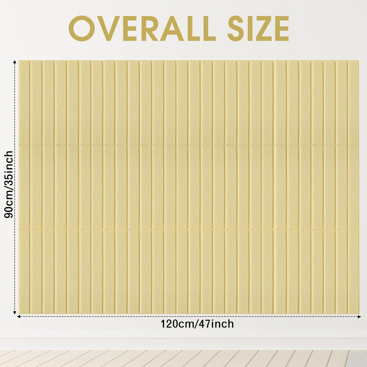 Honoson 12 Pack 48"x 36" Large Cork Board Alternative Felt Bulletin Board Wall Tiles with Safe Square Adhesive Roll Cork Tiles for Walls Home Office Classroom Back to School Pin Panels(Light Yellow)