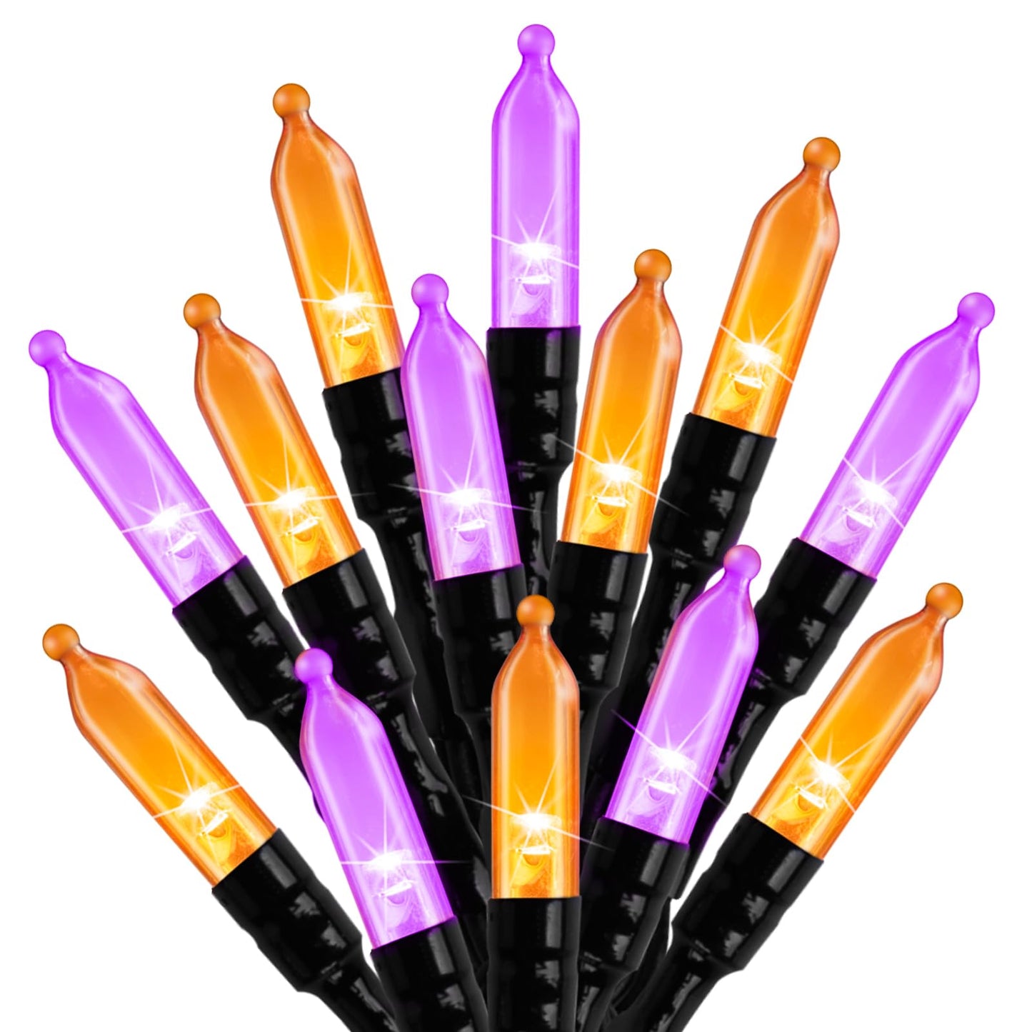 Minetom Outdoor Halloween Lights, 100 LED String Lights, 39 Feet, Waterproof, Orange & Purple, 8 Lighting Modes