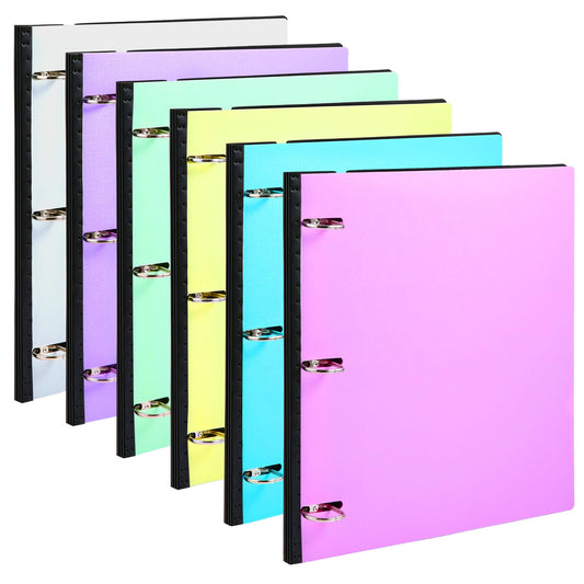 WOT I 6-Pack 1 Inch Telescoping 3 Ring Binder, Expandable Flexible Binder - Patented Design for Easy Portability, Holds 225 Sheets (Assorted Pastels)