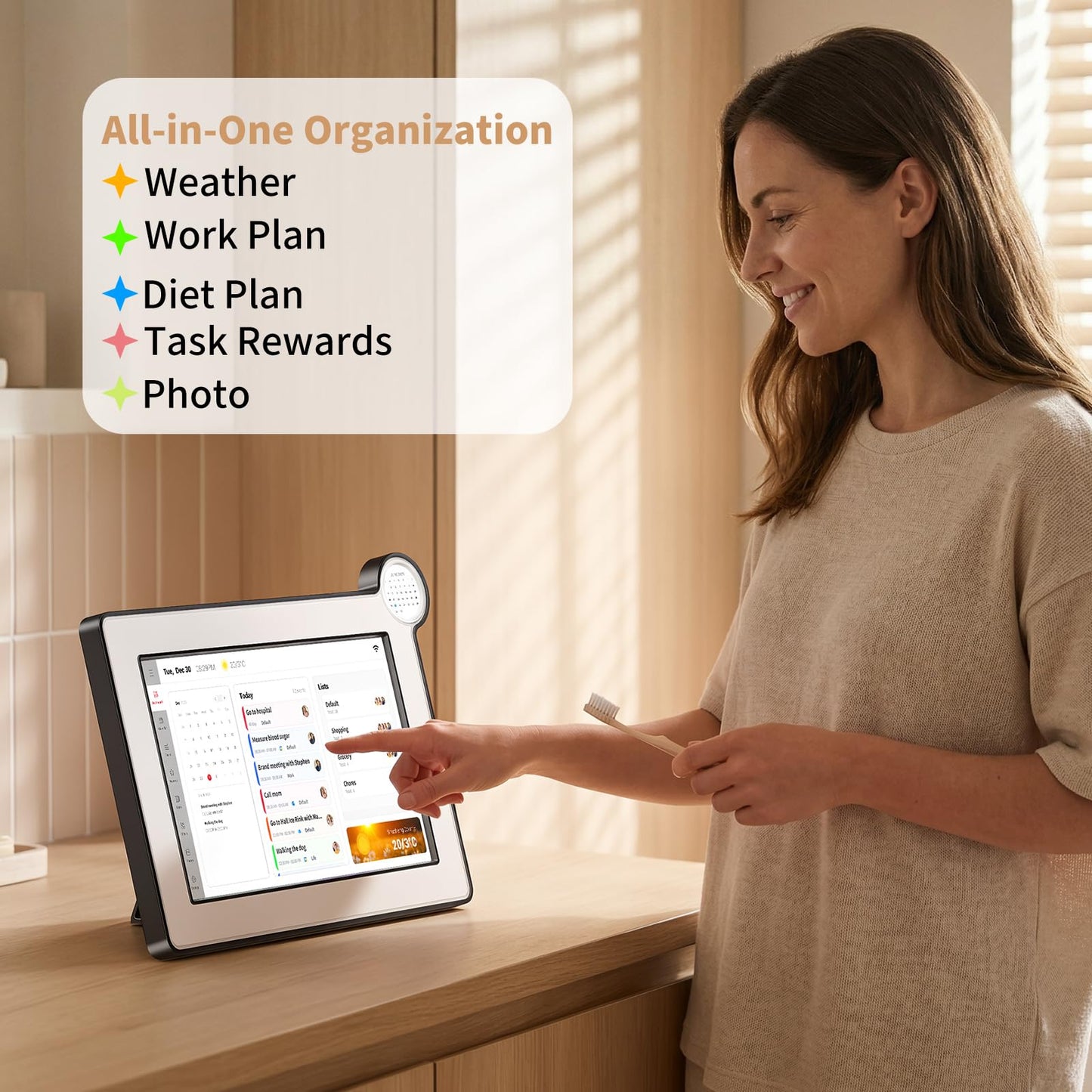 Digital Calendar, Electronic Calendar with 10.1-inch Touch Screen,Smart Calendar for Work and Family Planner, Also Functions As a Digital Picture Frame,Gifts for Women Men, Gifts for Mom Dad