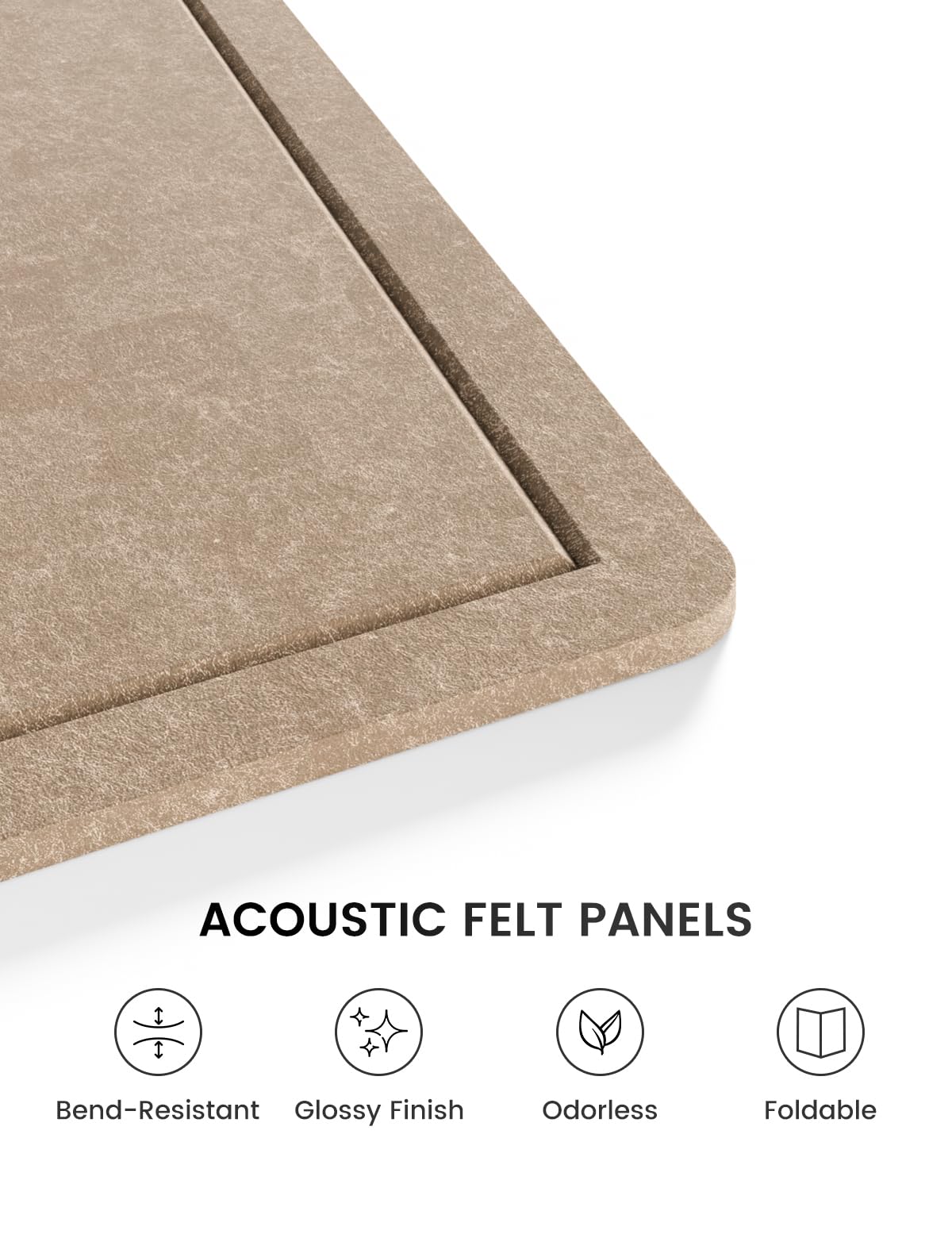 Fluxynara Bulletin Board,35.4" x 23.6" Cork Board Alternative with 12 Safe Removable Adhesive Tabs, Foldable Felt Pin Board for Home Office, Classroom, Bedroom,Entryway for Walls—Taupe