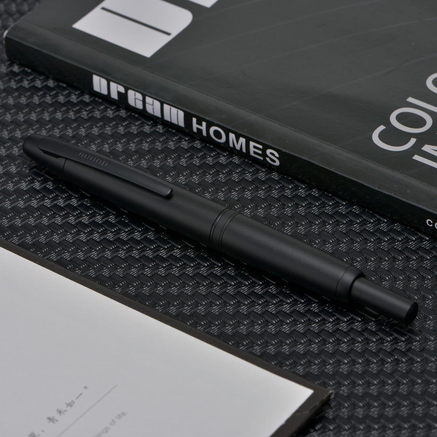 Jinhao 10 Press Fountain Pen with Box, Matte Black Retractable Extra Fine Nib with Ink Converter Set (Clip Version)