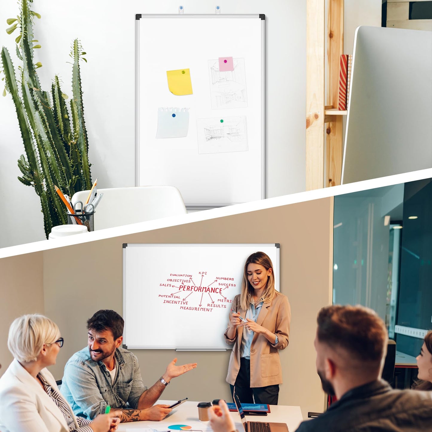XBoard Magnetic Dry Erase Board/Whiteboard, 36 X 24 Inches Double Sided White Board, Silver Aluminium Frame