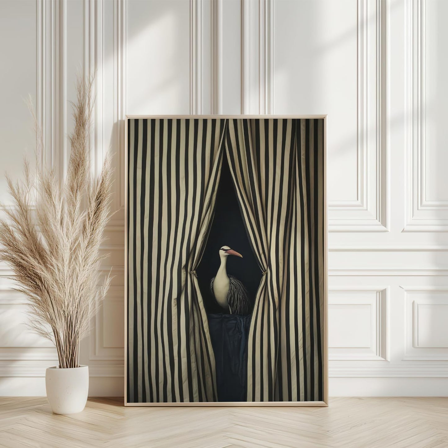 Modern Artwork Nursery Poster Bird Wall Art Cute Animal Picture Funny Animal Wall Art Elegant Bird Black and White Striped Picture Print 16x24 Inch Unframed Poster for Living Room Office Bedroom Dorm