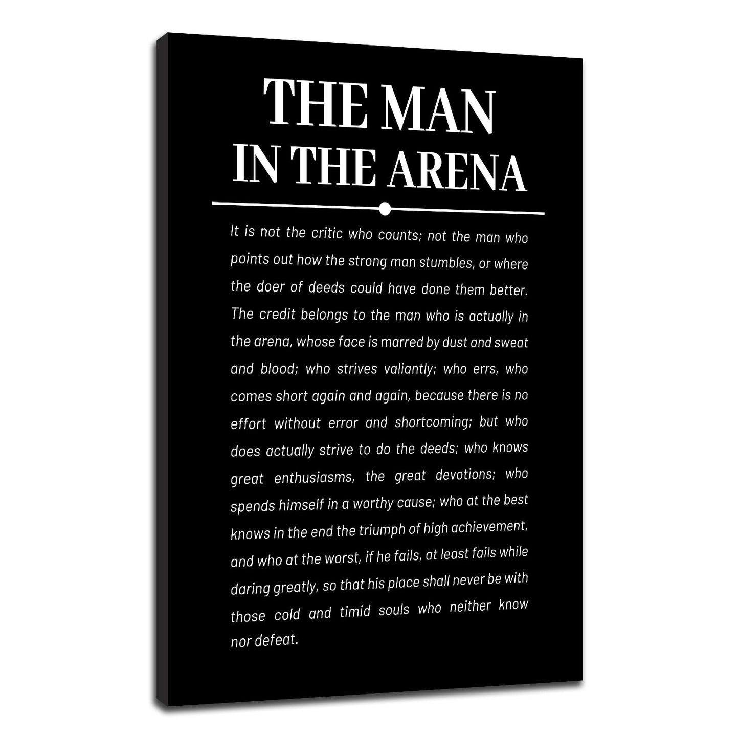 The Man in the Arena Inspirational Canvas Wall Art Motivational Entrepreneur Quotes Poster Print Positive Picture Artwork for Bedroom Office Wall Decor Ready to Hang [12''Wx18''H]