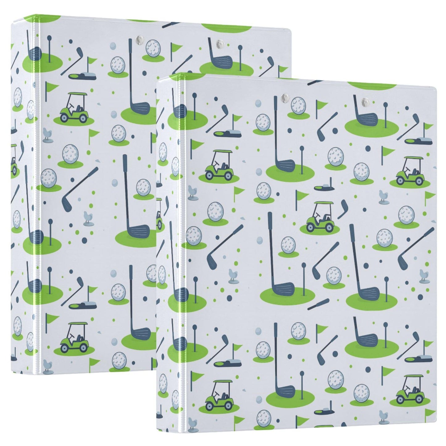 Golf White Round Ring Binders 1.5 Inch Sports Ball 3 Ring Clipboard Binder for Office School Work Supplies File Folder 200 Sheet Capacity