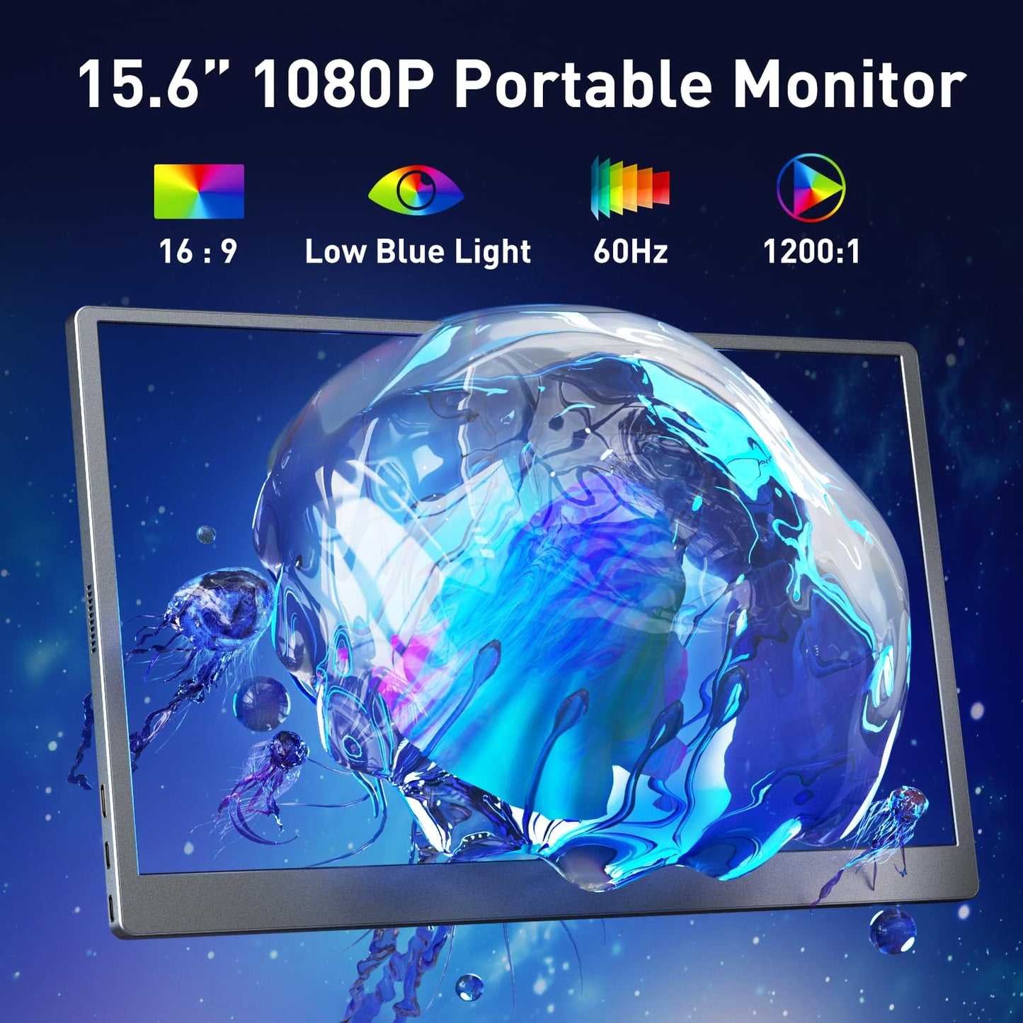 cocopar Portable Monitor 15.6 Inch 1080P FHD 60Hz 60% sRGB Travel Monitor with Speaker HDMI USB-C Second Screen for Laptop MacBook Surface PC Xbox PS4/5, VESA Mountable, with Full Cover Stand
