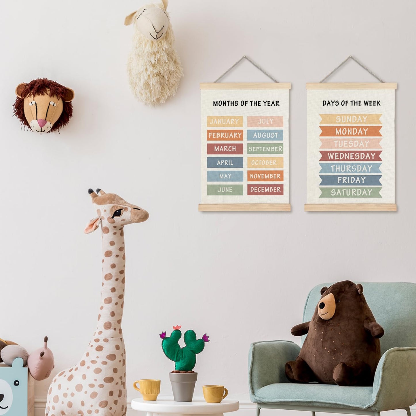 Supwhd Days of the Week Posters for Classroom, Days of the Week Learning Posters Wall Decor for Nursery Kids Room Playroom Classroom Preschool, Days of the Week Poster Hanger Frame, 16x24