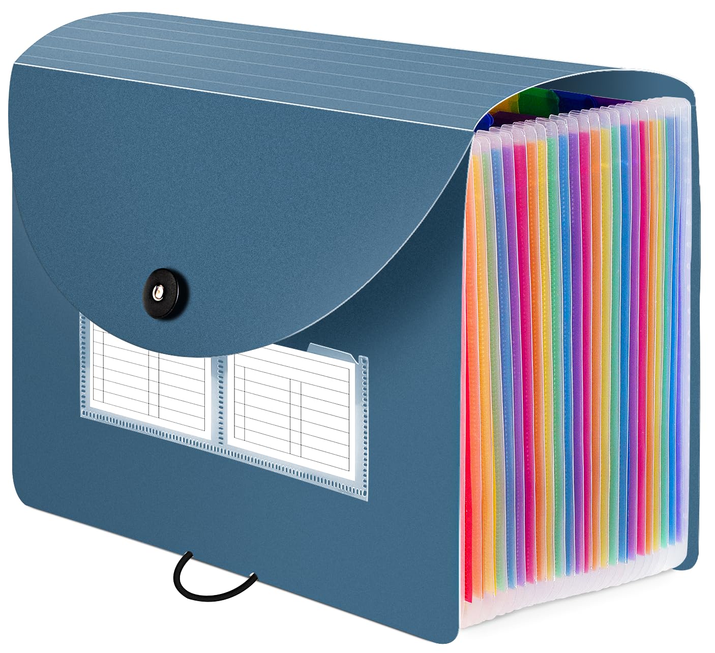 Sooez 24 Pockets Expanding File Folder with Blank Labels, According File Organizer with Expandable Cover, Desktop Accordion Folders Letter A4 Paper Document Storage Organizer, Blue