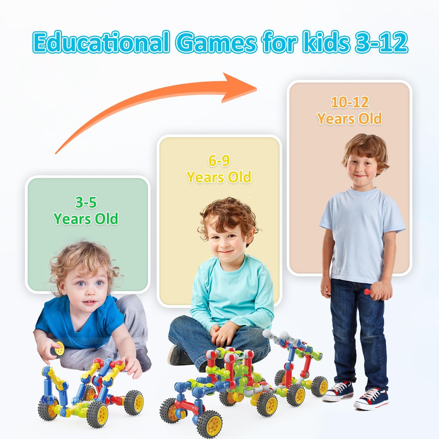 Huaker Building Toys,109 Piece STEM Toys for Kids Ages 3 4 5 6 7 8 9 10 11 12 Years Old Boys and Girls Christmas Birthday Gifts Children Building Blocks Creative and Educational Kids Toys Projects