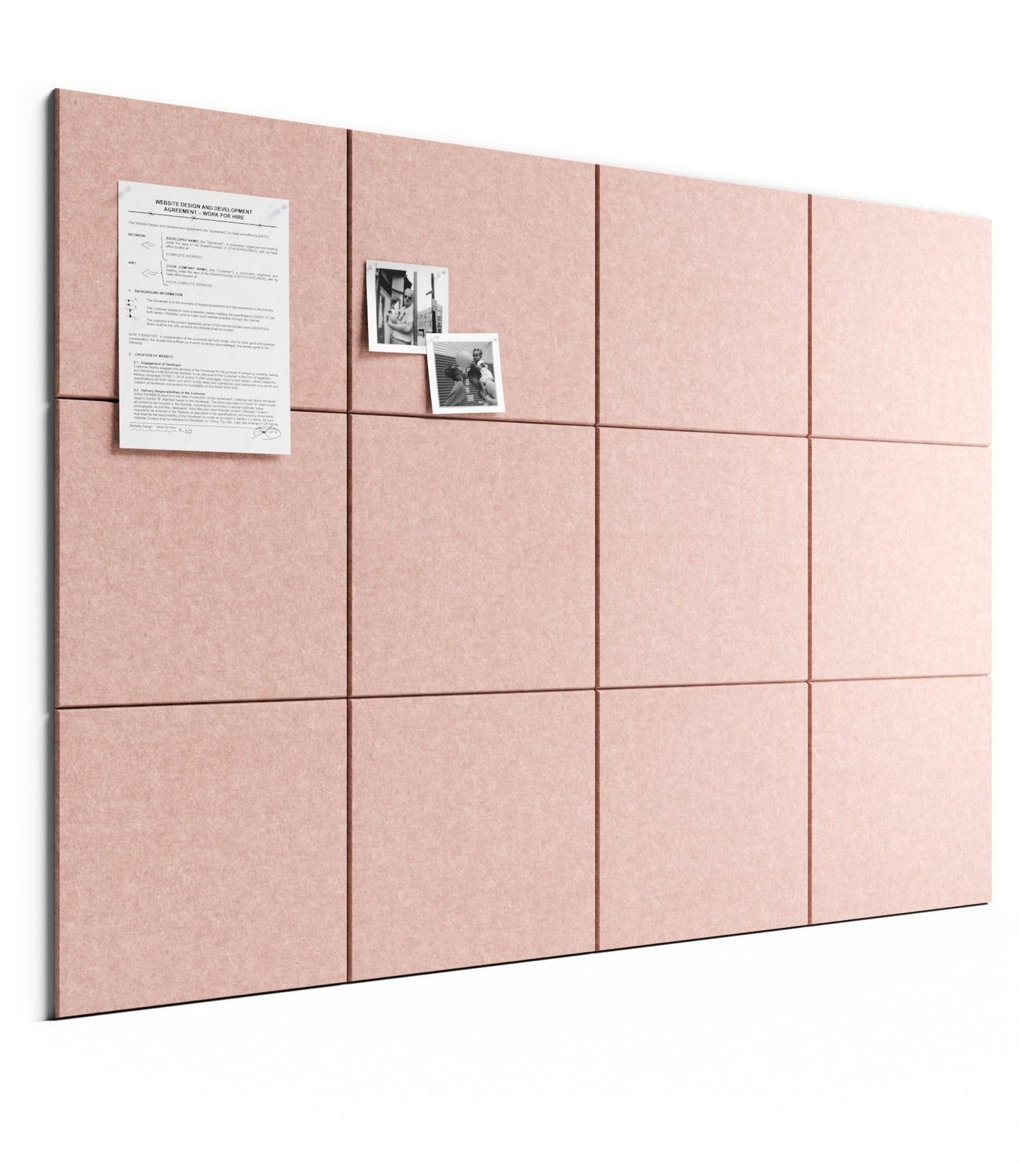 Bumusty Large Cork Board 48" x 36" Alternative - 12 Pack Felt Wall Tiles with 70 Safe Removable Adhesive Tabs, 30 Pushpins, Cork Boards for Walls Pin Board Bulletin Board Office Decor (Pink)