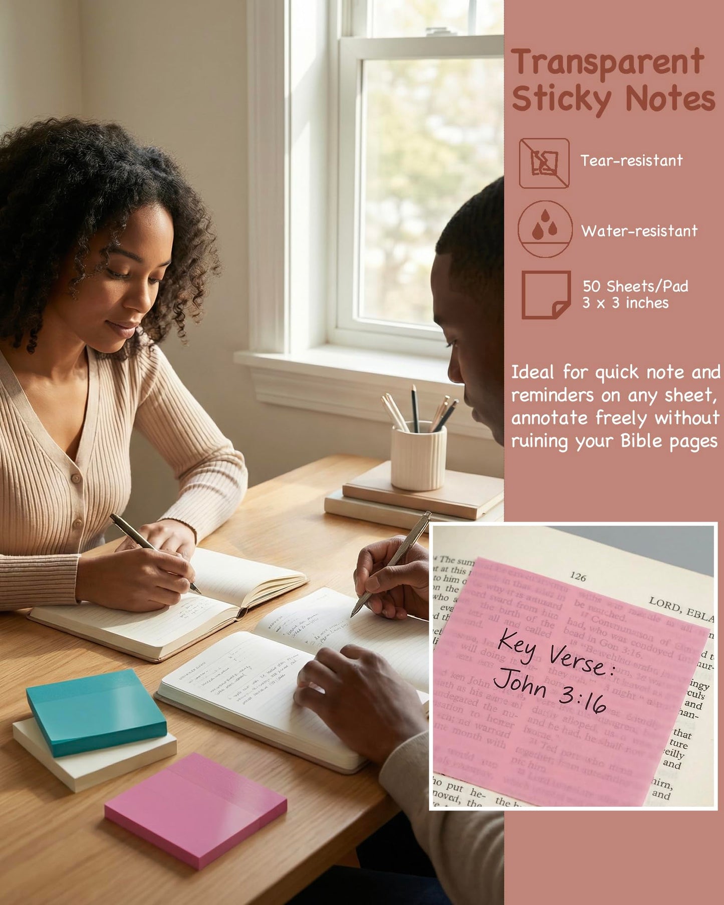 Envysun Bible Study Supplies Journaling Kit for Women - Bible Annotation Kit with No Bleed Highlighters, Tabs & Pen Case - Starter Christian Gift for Daily Devotion & Note Taking (Beige Strawberry)