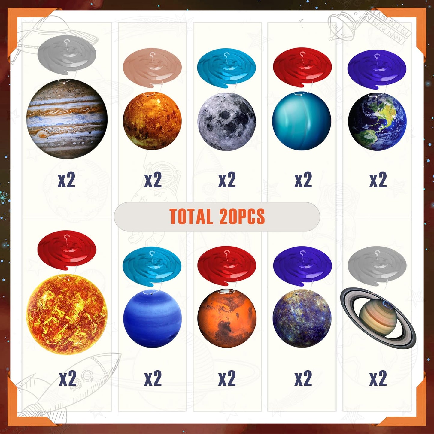 40PCS Space Solar System Theme Hanging Swirls Decorations, Outer Space Party Supplies Ceiling Hanging Swirls for Birthday Baby Shower Party Decorations