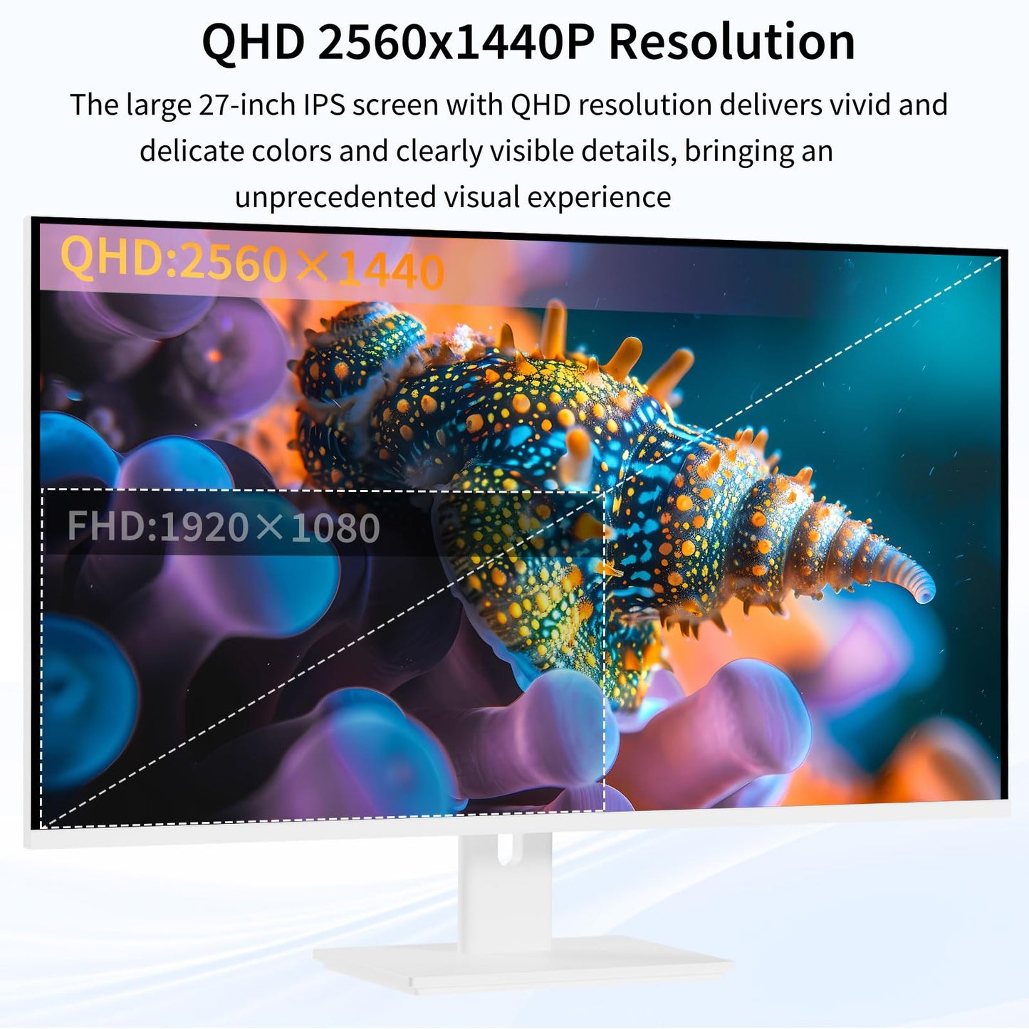 Pisichen Touchscreen Monitor 2K 27 Inch IPS Gaming 100Hz, 10-Point Touch QHD 2560x1440 PC Display, HDMI VGA USBC Computer Monitor, Built-in Speakers, White