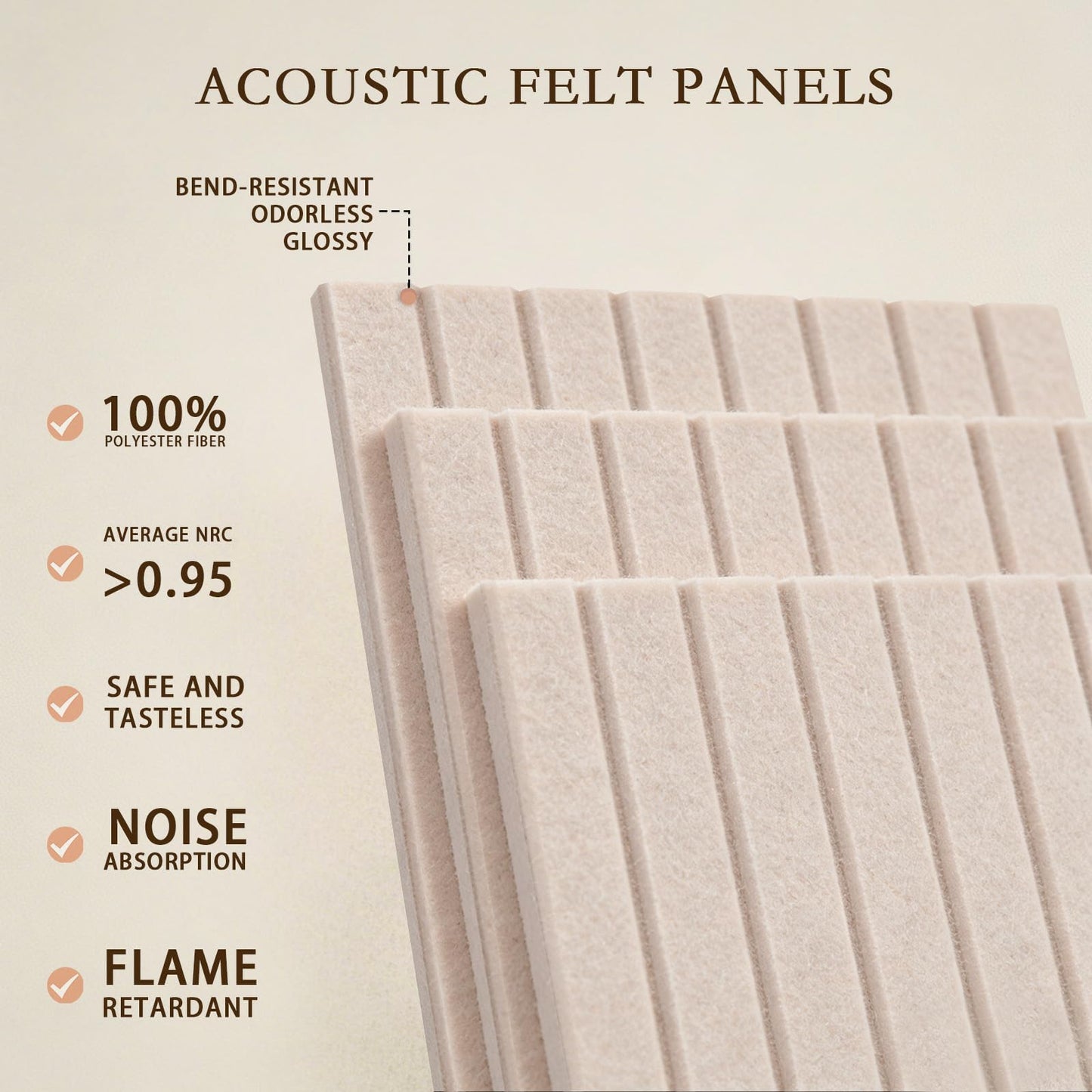 JBER Large Felt Bulletin Board 36" x 24" - 6 Pack Felt Wall Tiles, Cork Board Alternative to Use in Office & Home Decor, Classroom Decor, Vision Board to Display Your Photos(Light Camel)